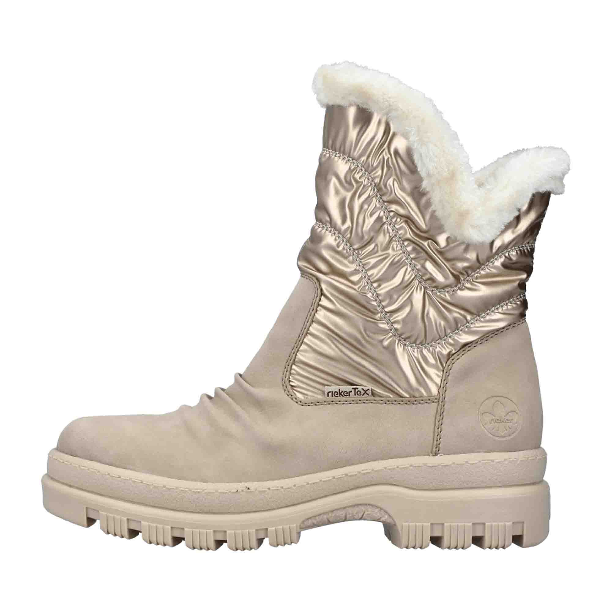 Rieker Beige Women's Boots Warm Lined Synthetic Upper Rubber Sole