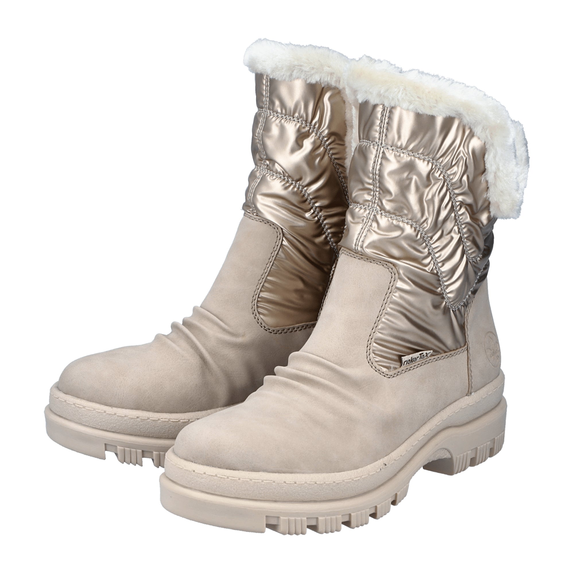 Rieker Beige Women's Boots Warm Lined Synthetic Upper Rubber Sole