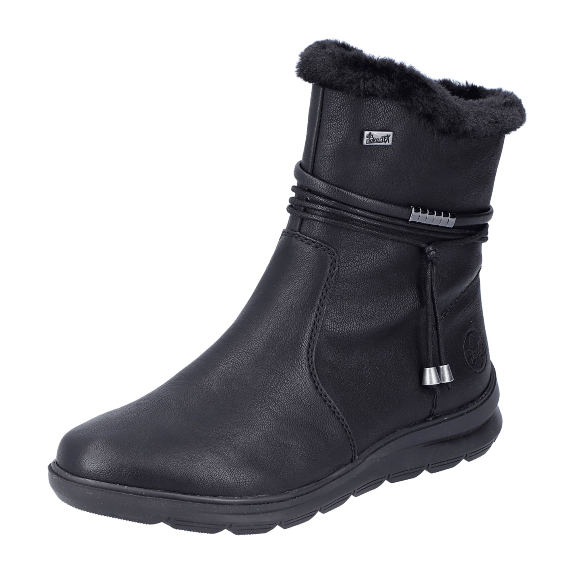 Rieker Women's Black Boots with Warm Lining and Water-Resistant Tex Membrane