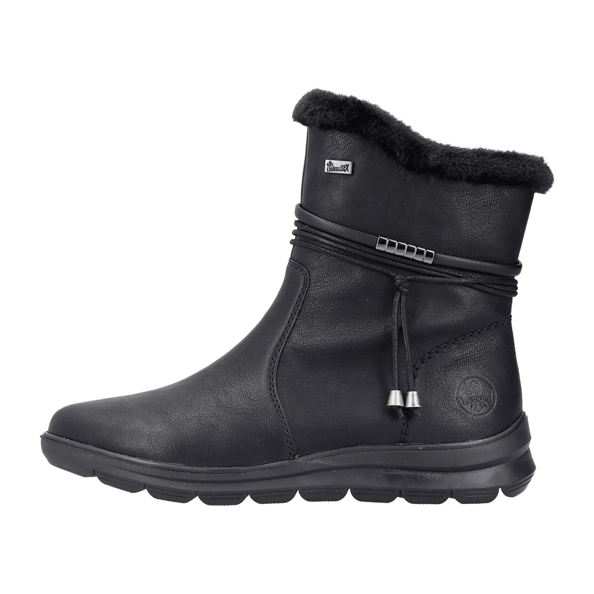 Rieker Women's Black Boots with Warm Lining and Water-Resistant Tex Membrane