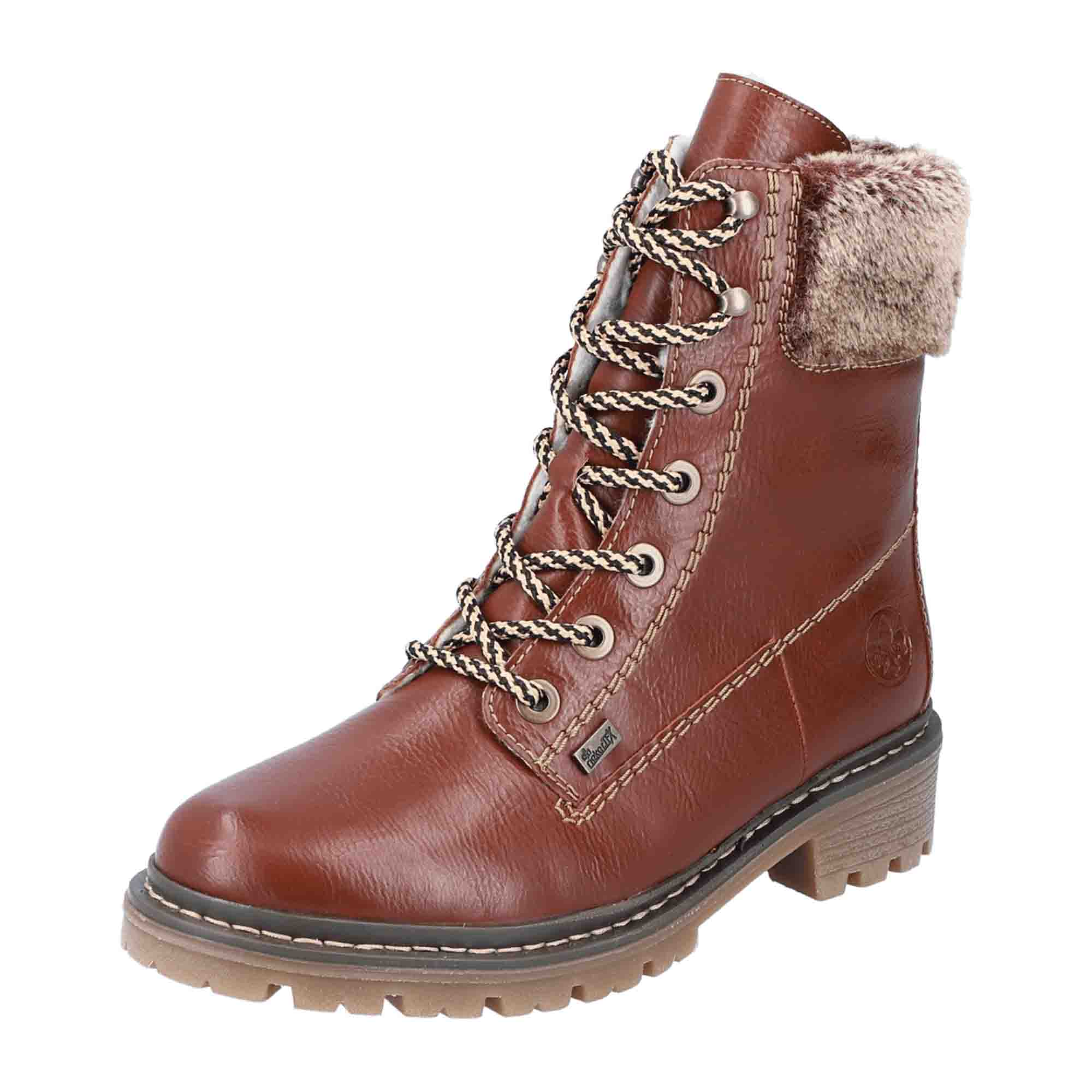 Rieker HWK Women's Brown Boots with Laces for Fall Winter