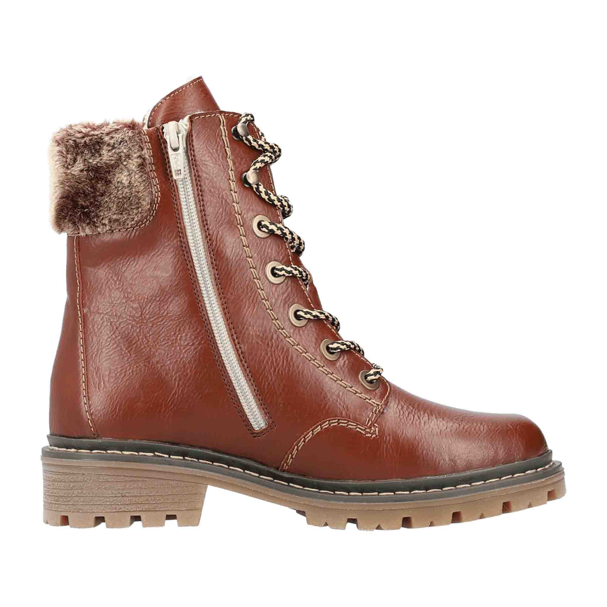 Rieker HWK Women's Brown Boots with Laces for Fall Winter