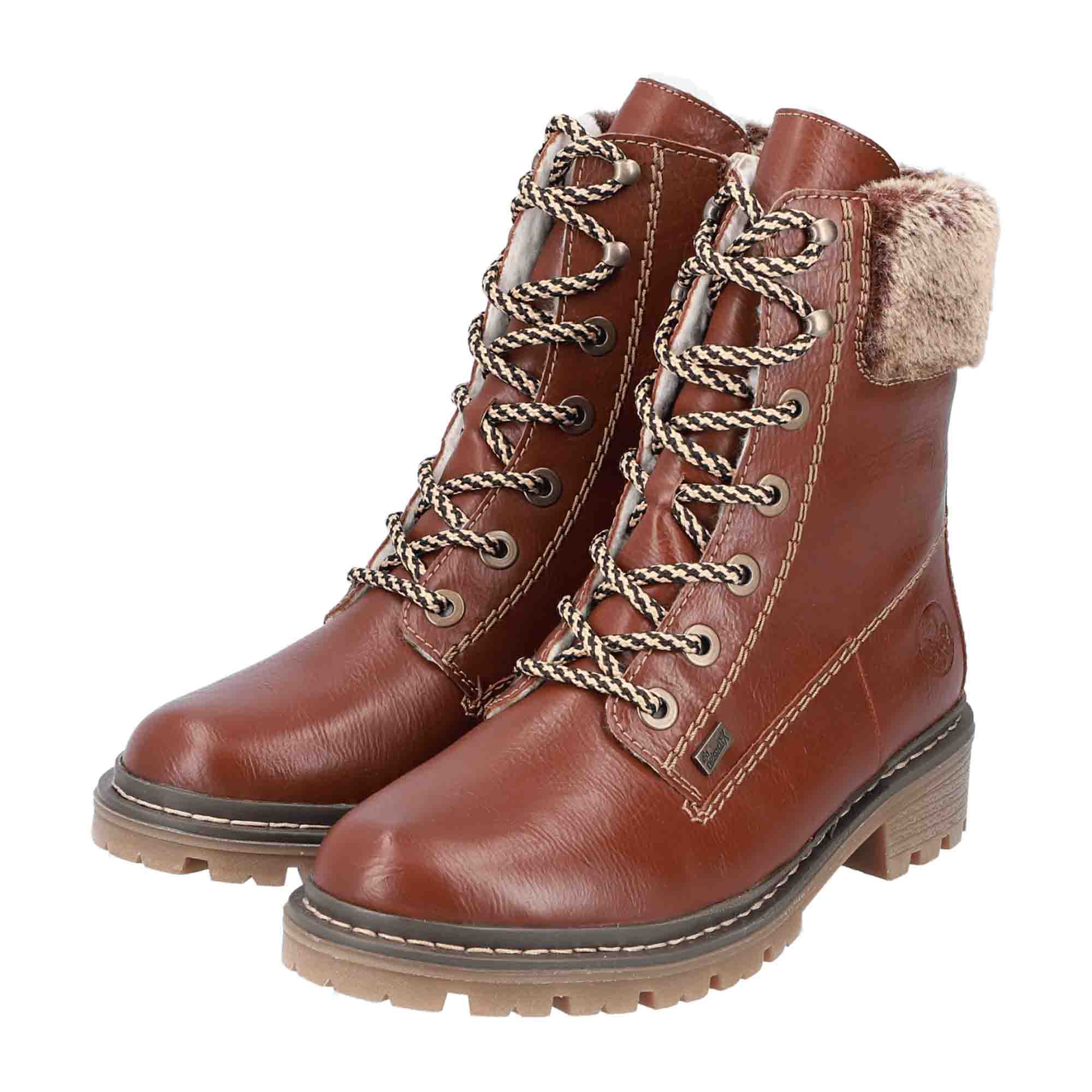 Rieker HWK Women's Brown Boots with Laces for Fall Winter