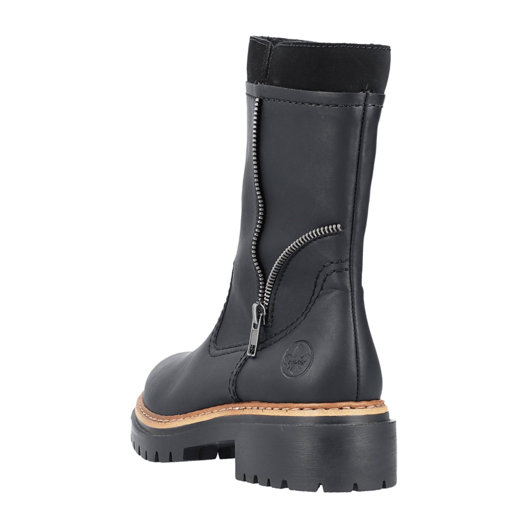 Rieker HWK Women's Black Boots for Fall Winter, Faux Leather, Comfortable Fit