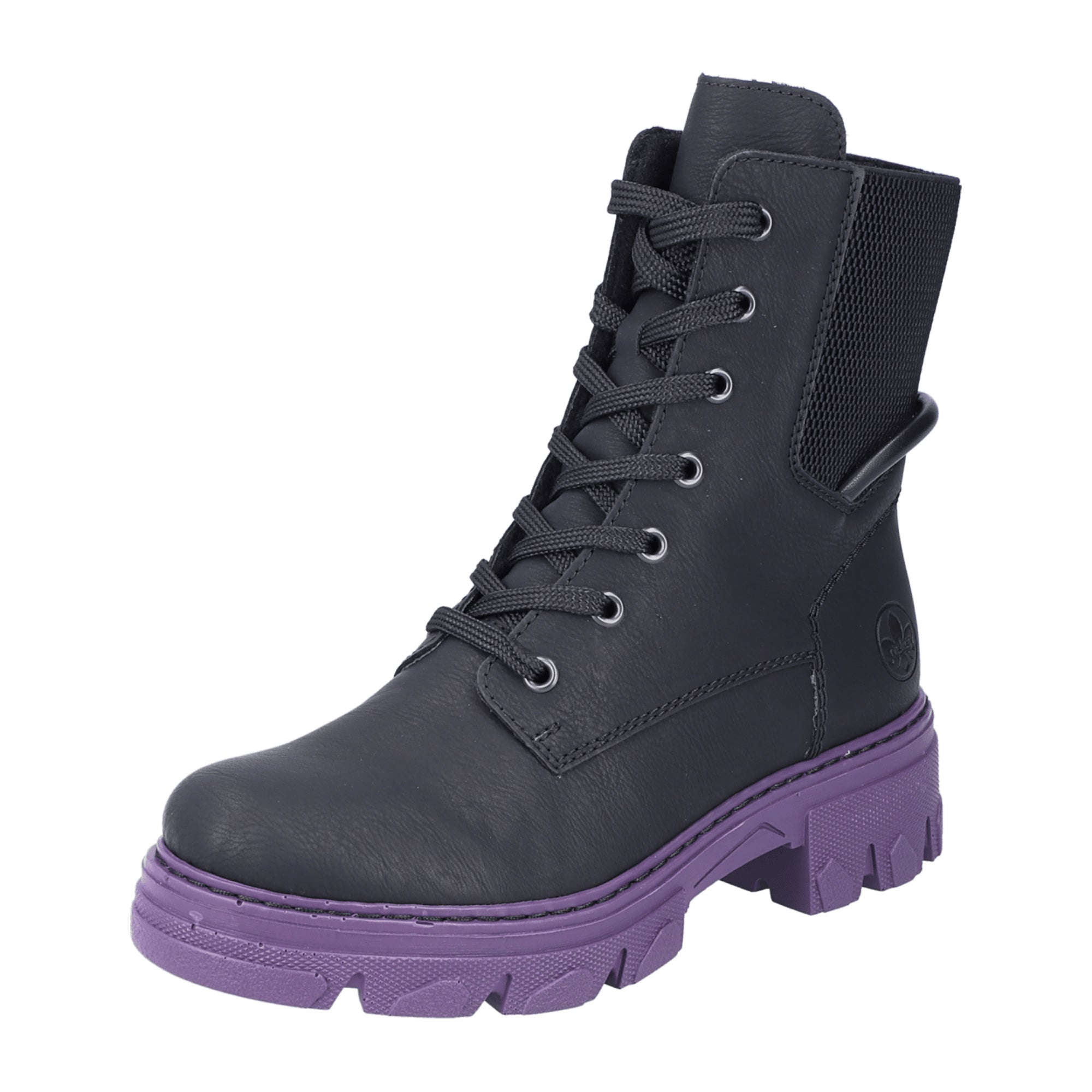 Rieker 74631 Black Women's Ankle Boots with Block Heel and Zip Closure