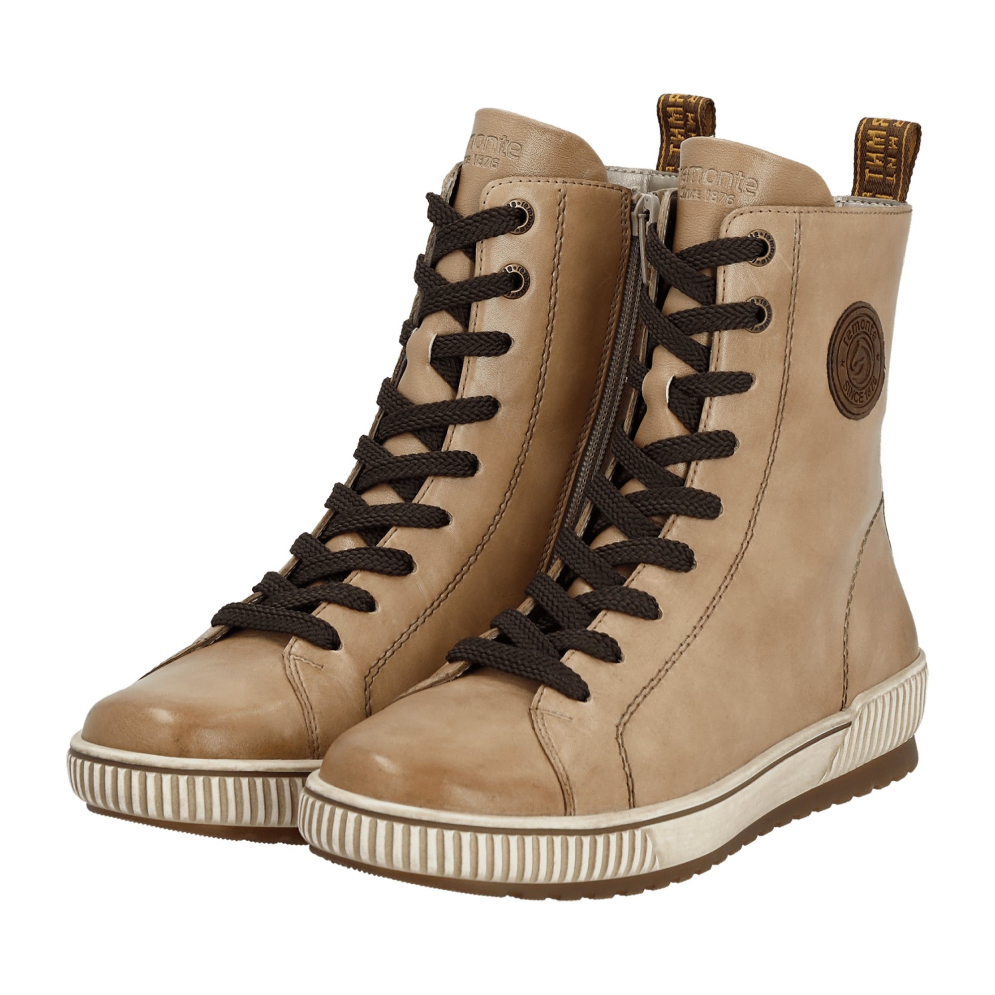 Remonte Women's Brown Leather Ankle Boots with Zipper and Removable Insole