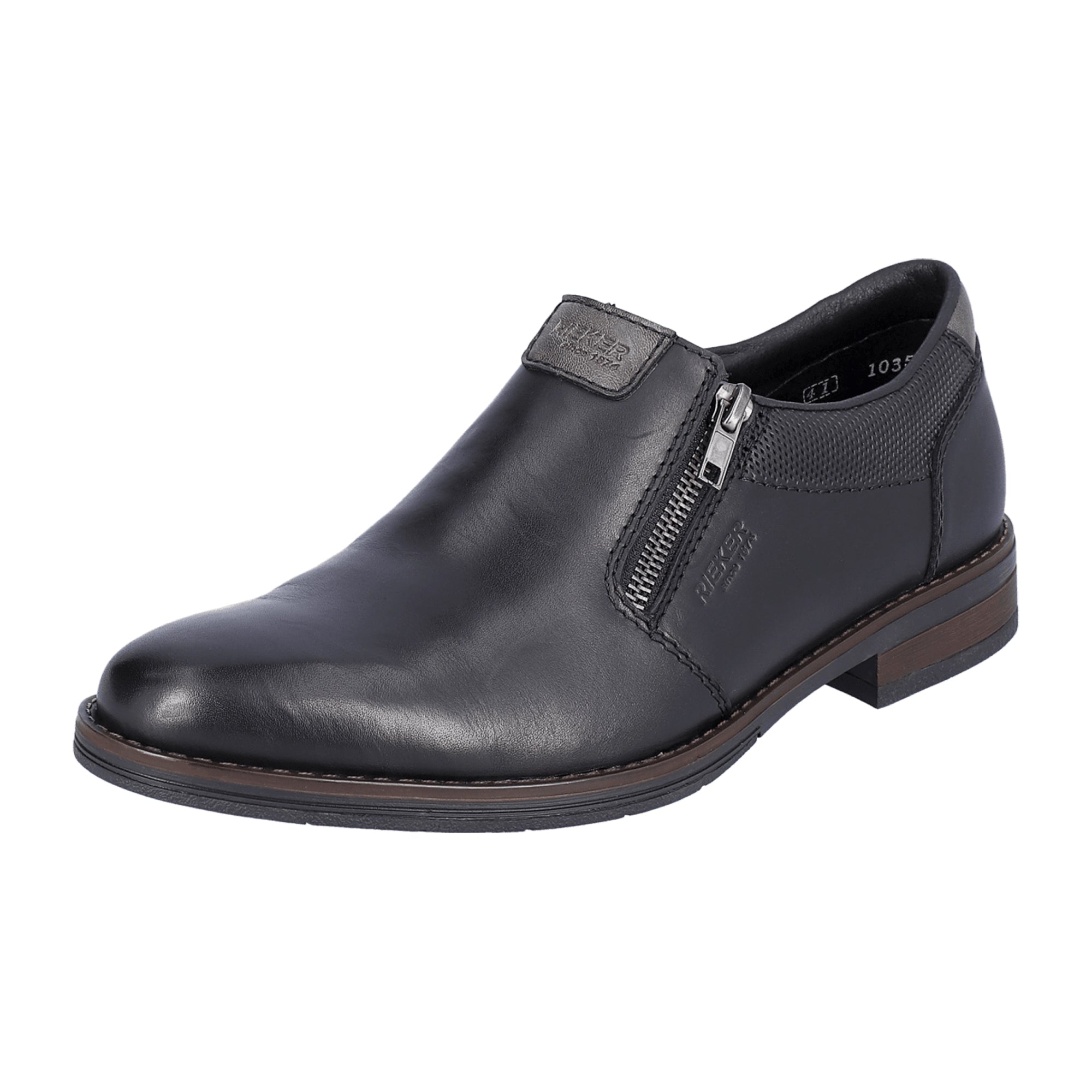 Rieker HWK Men's Black Leather Slip-On Shoes