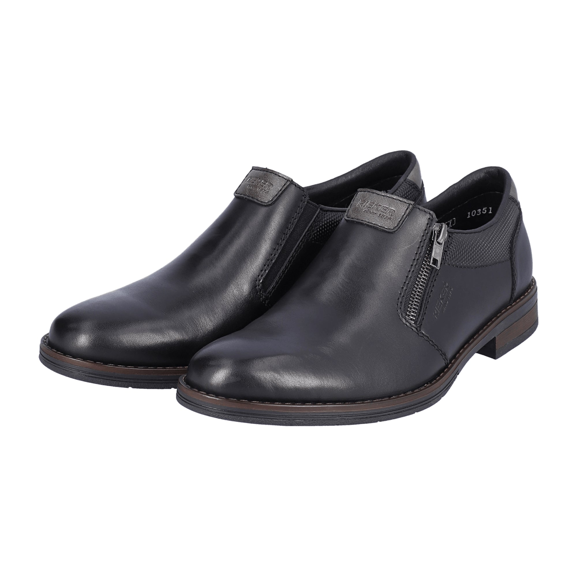 Rieker HWK Men's Black Leather Slip-On Shoes