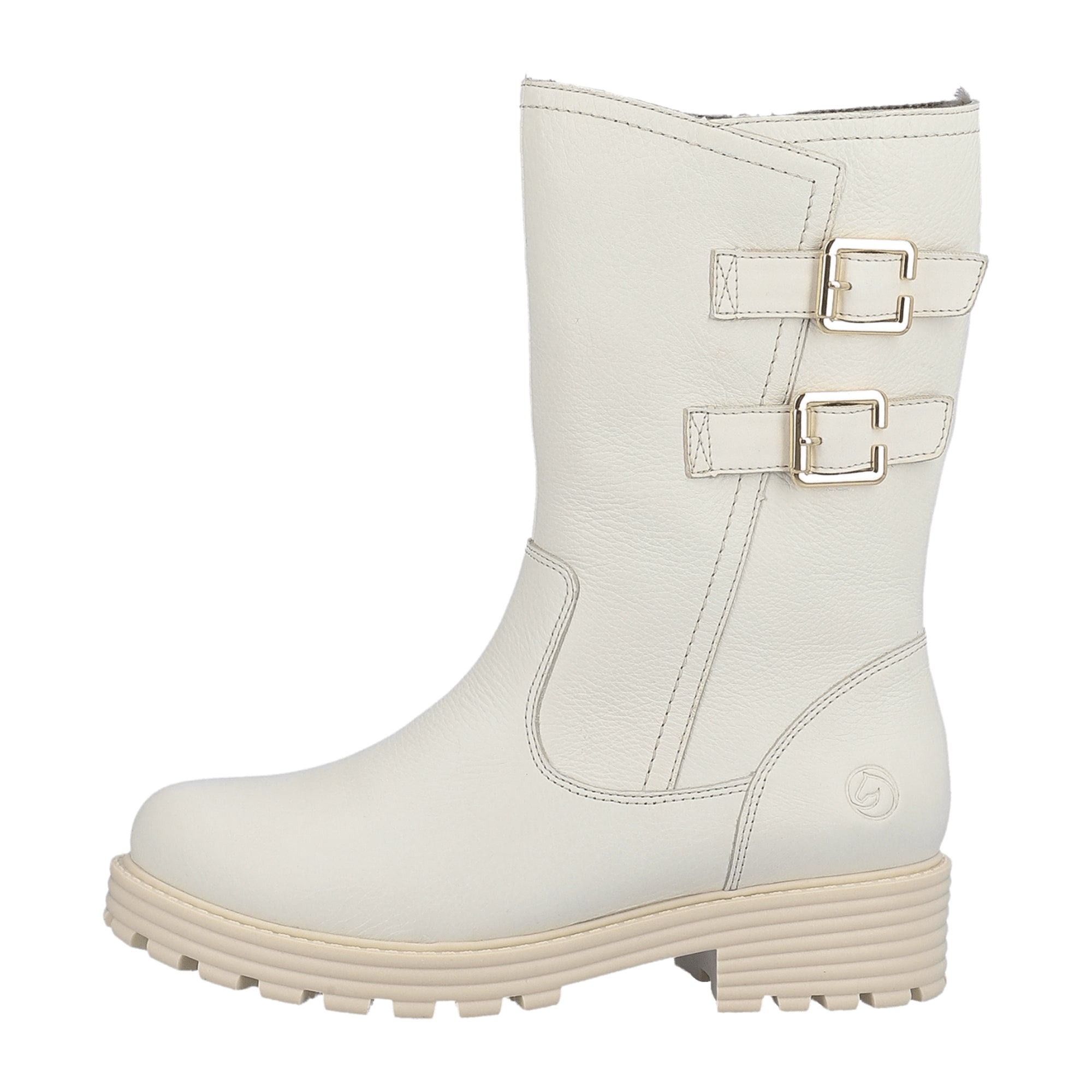 Remonte Women's White Ankle Boots Leather Winter Shoes 4.5 cm Heel