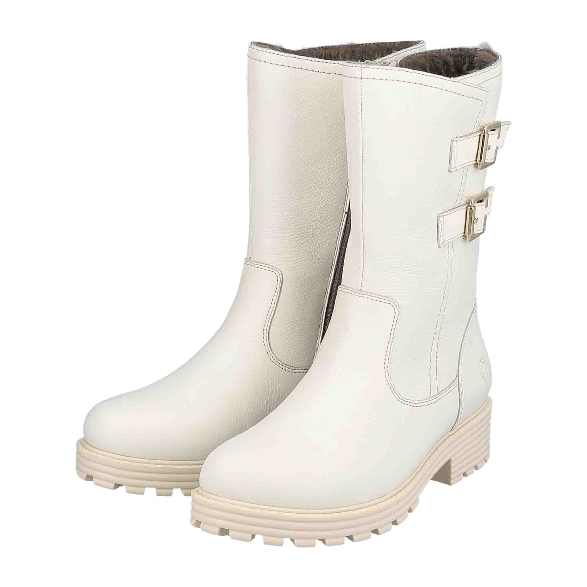 Remonte Women's White Ankle Boots Leather Winter Shoes 4.5 cm Heel