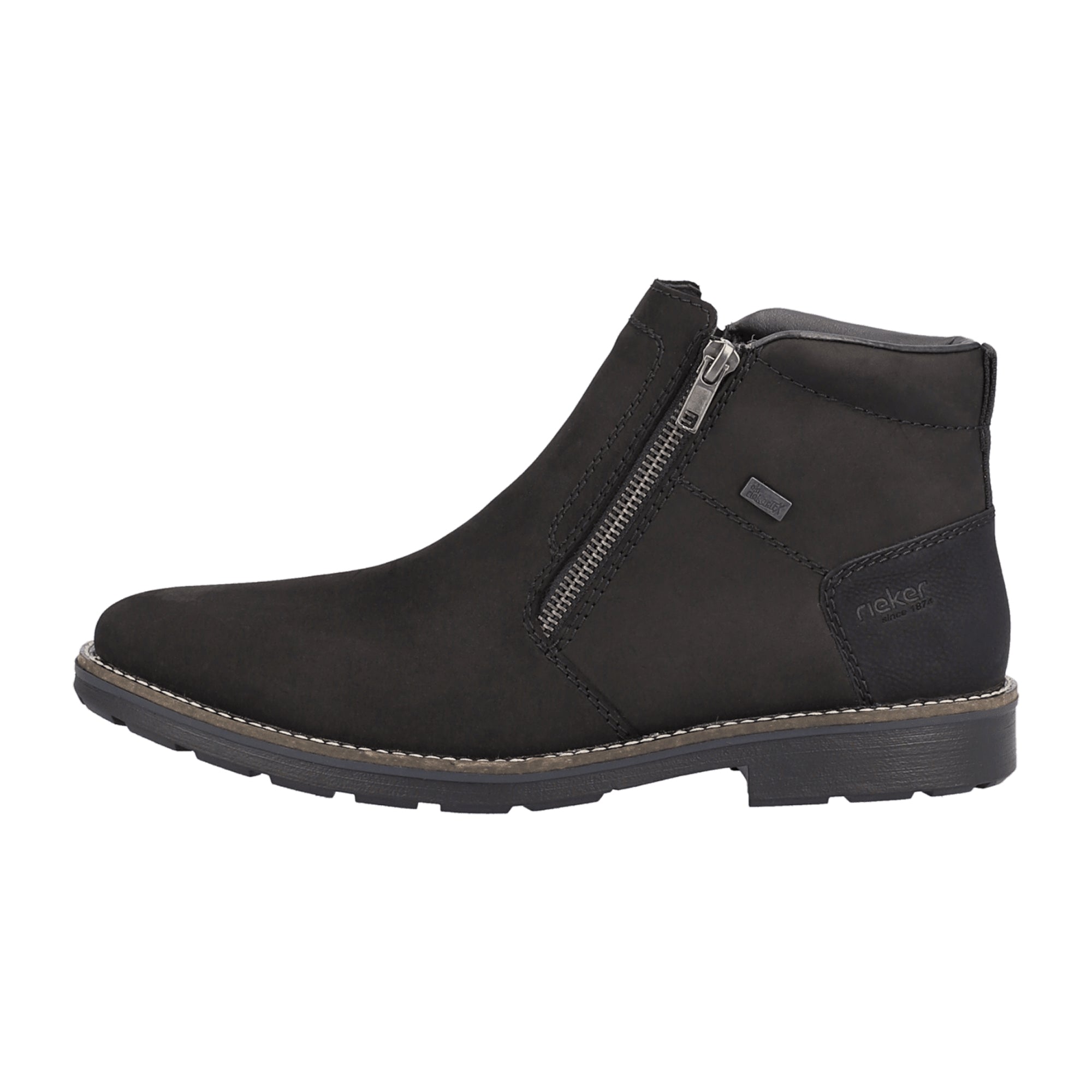 Rieker HWK Men's Black Boots with Warm Lining and Zip Closure