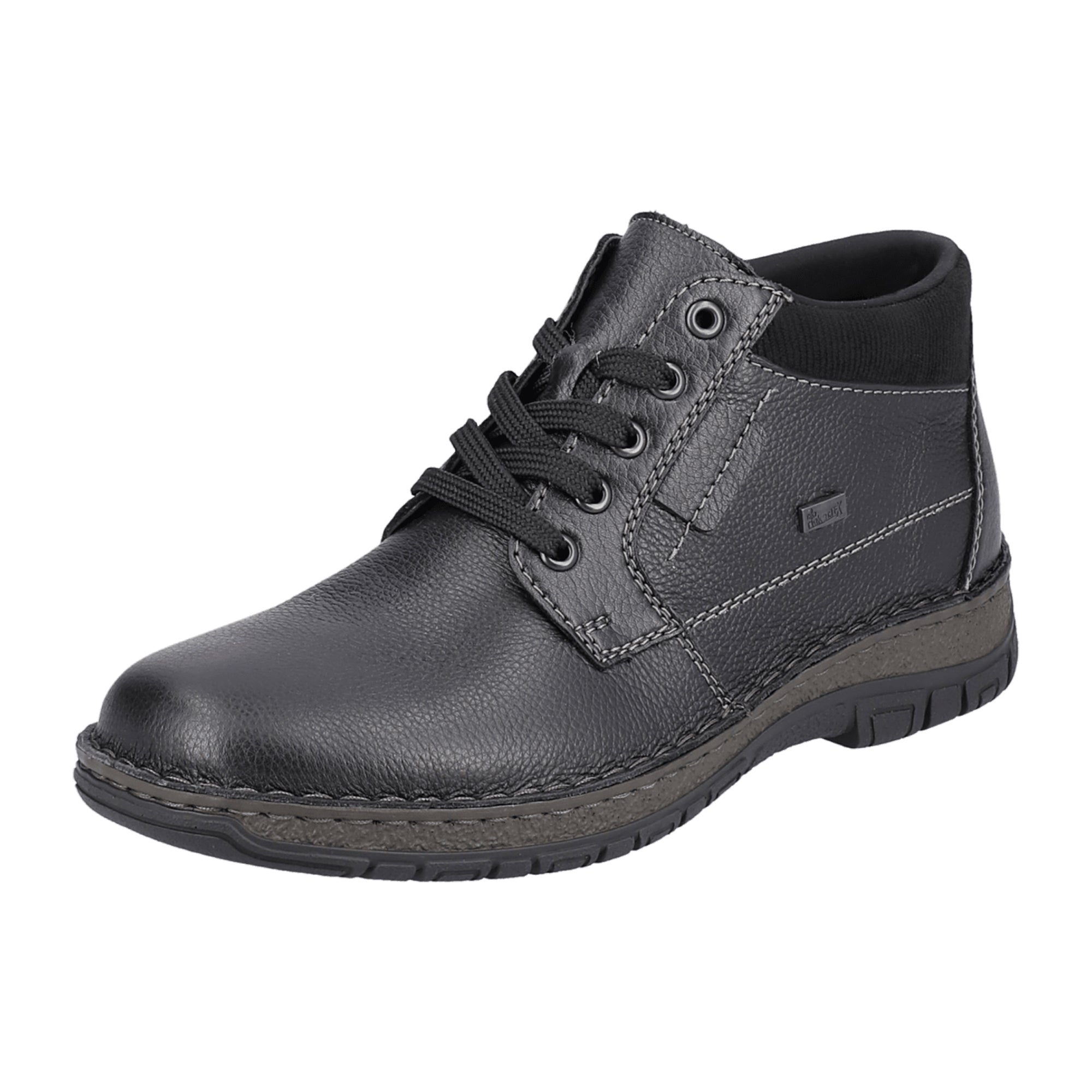 Rieker Men's Black Leather Shoes with Warm Wool Lining and Shock Absorbing Sole