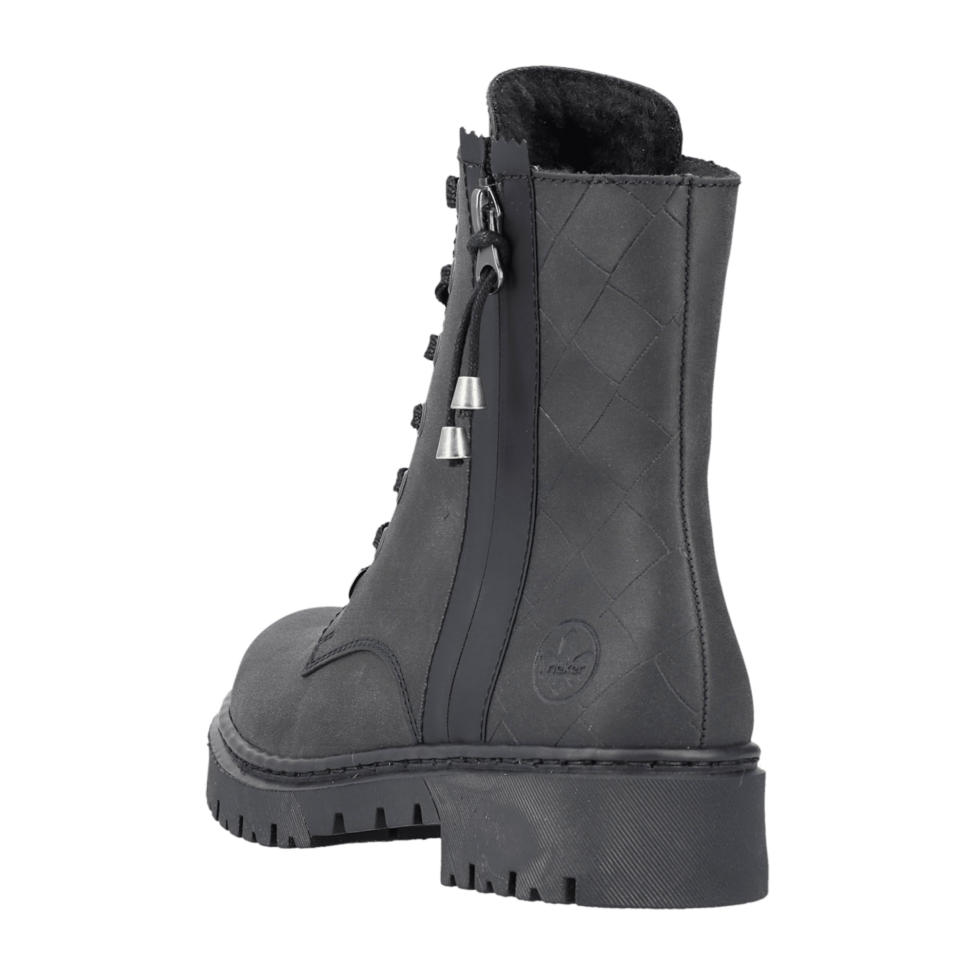 Rieker HWK Women's Black Boots with Block Heel and Warm Lining