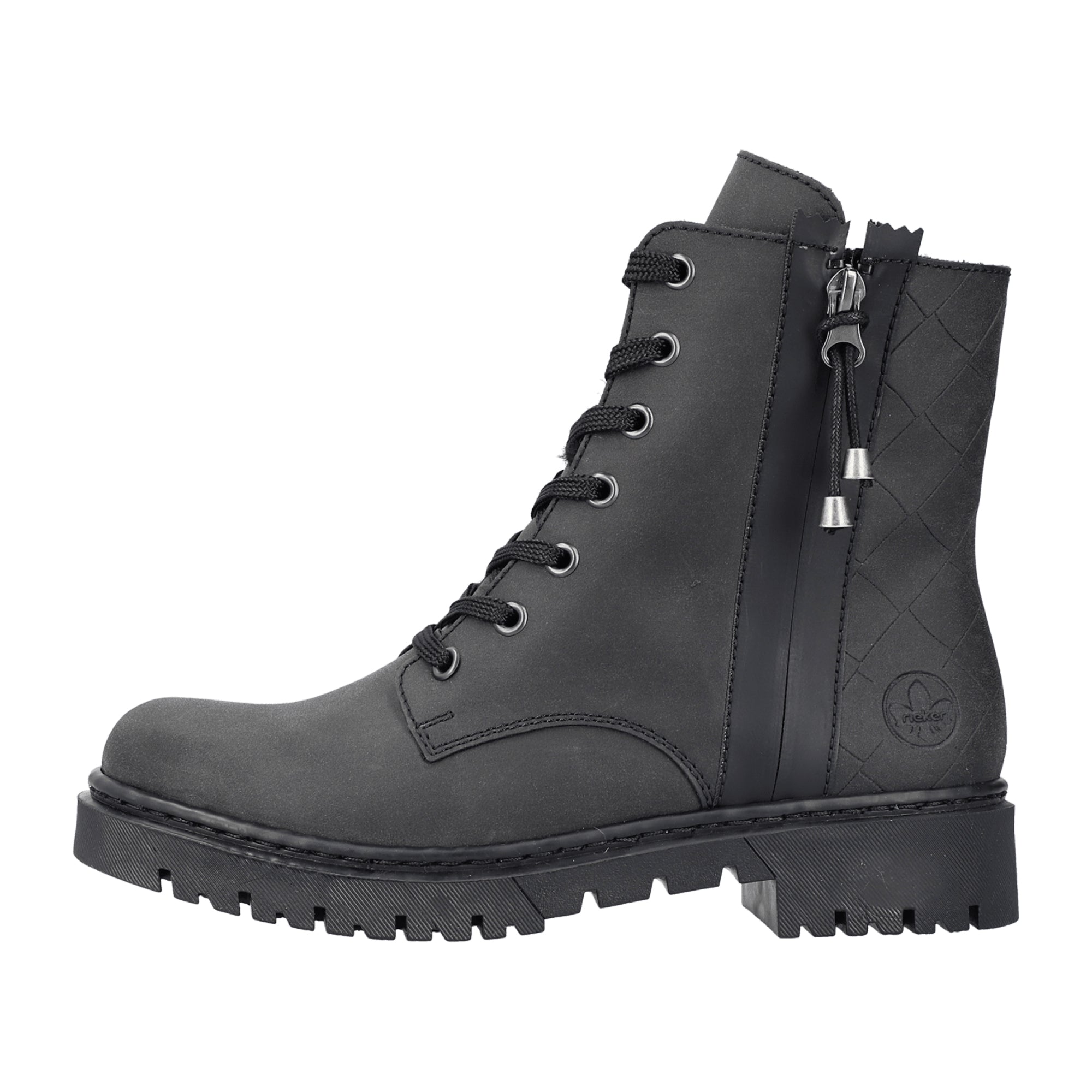 Rieker HWK Women's Black Boots with Block Heel and Warm Lining