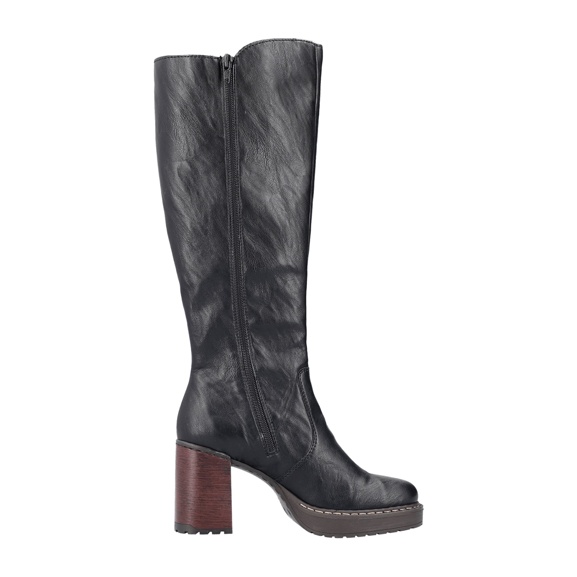 Rieker Y4190-00 Women's Black Faux Leather Boots for Fall Winter