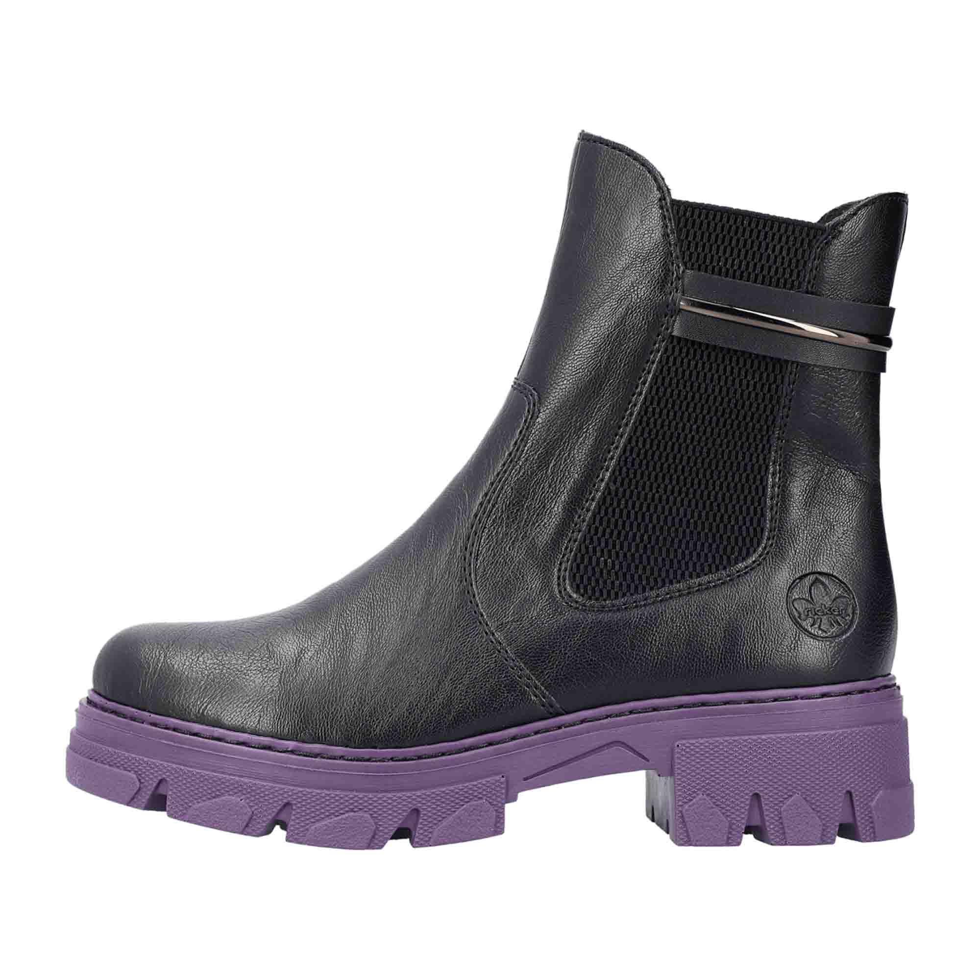 Rieker Women's Black Boots with Block Heel and Round Toe for Fall/Winter