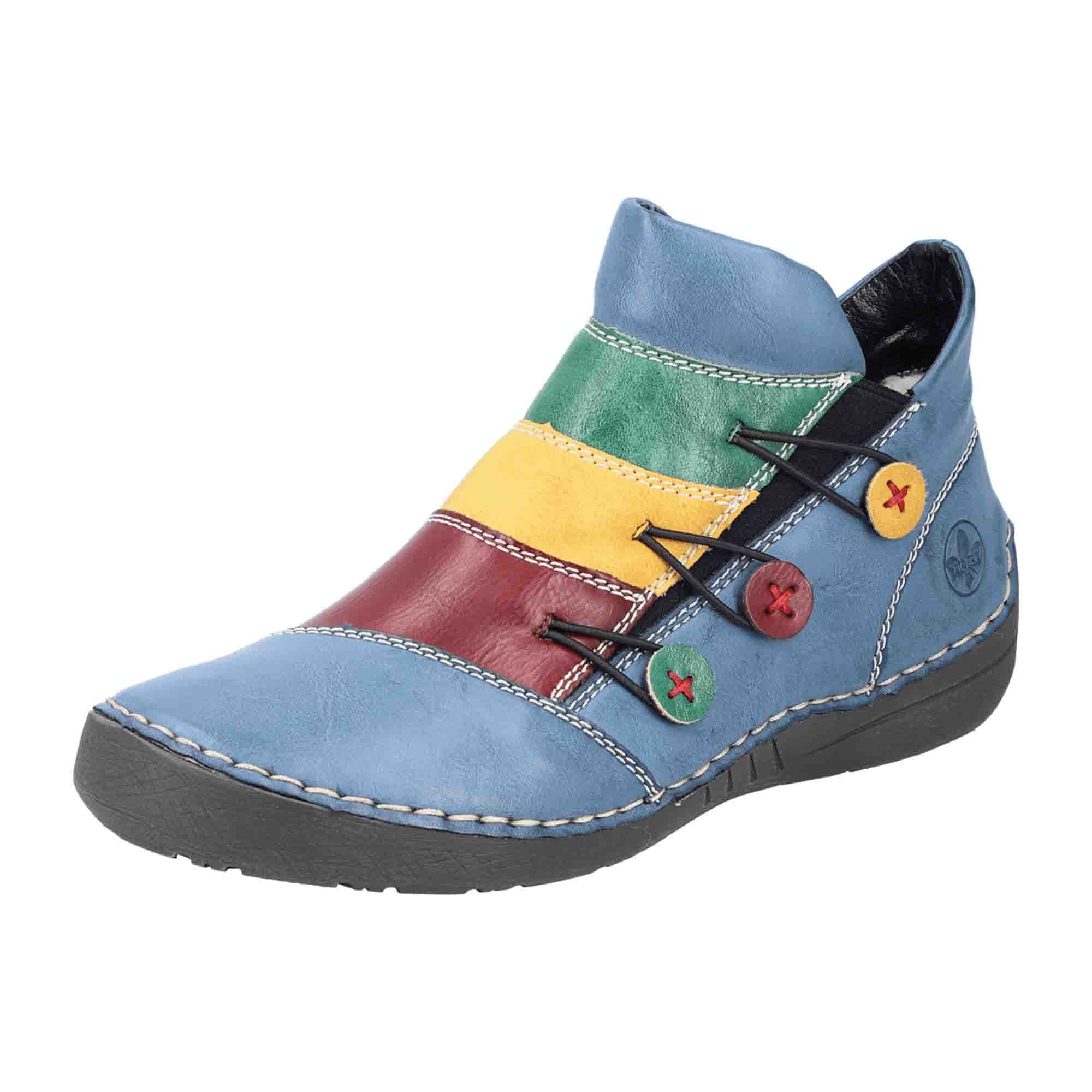 Rieker Women's Blue Shoes 52588-14 Faux Leather Textile Lining Fall Winter