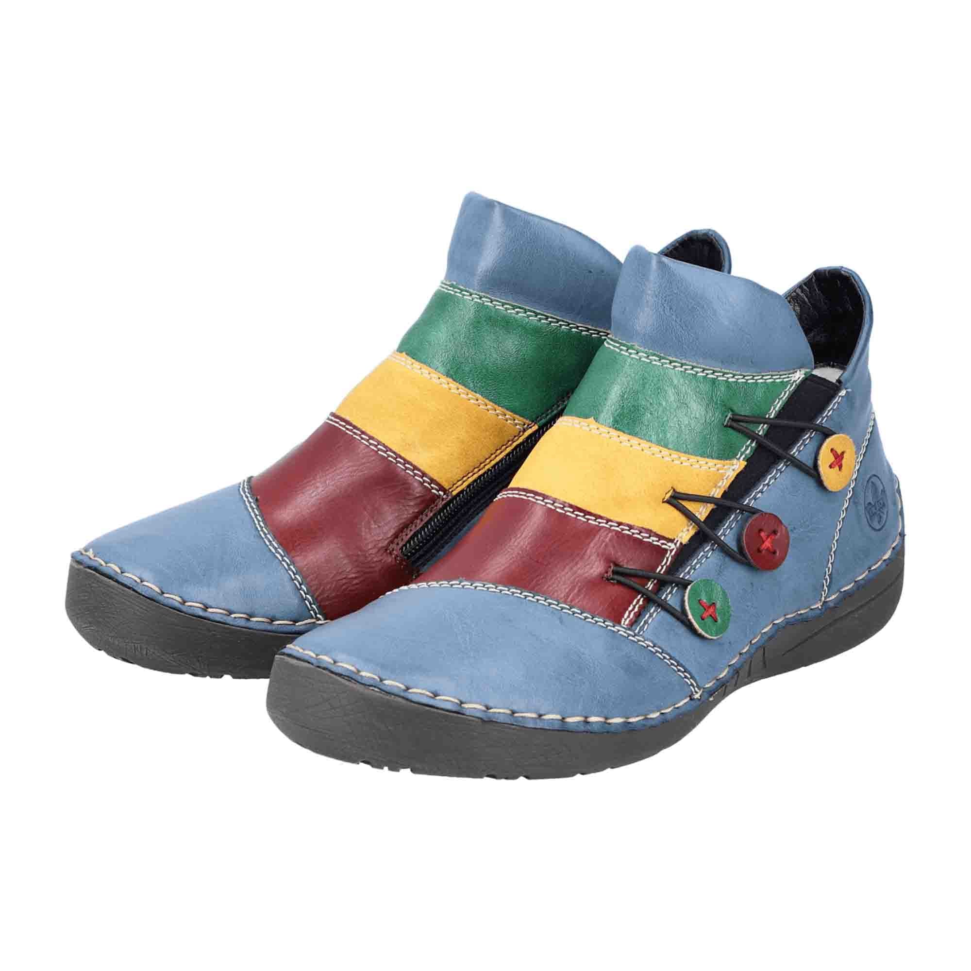Rieker Women's Blue Shoes 52588-14 Faux Leather Textile Lining Fall Winter
