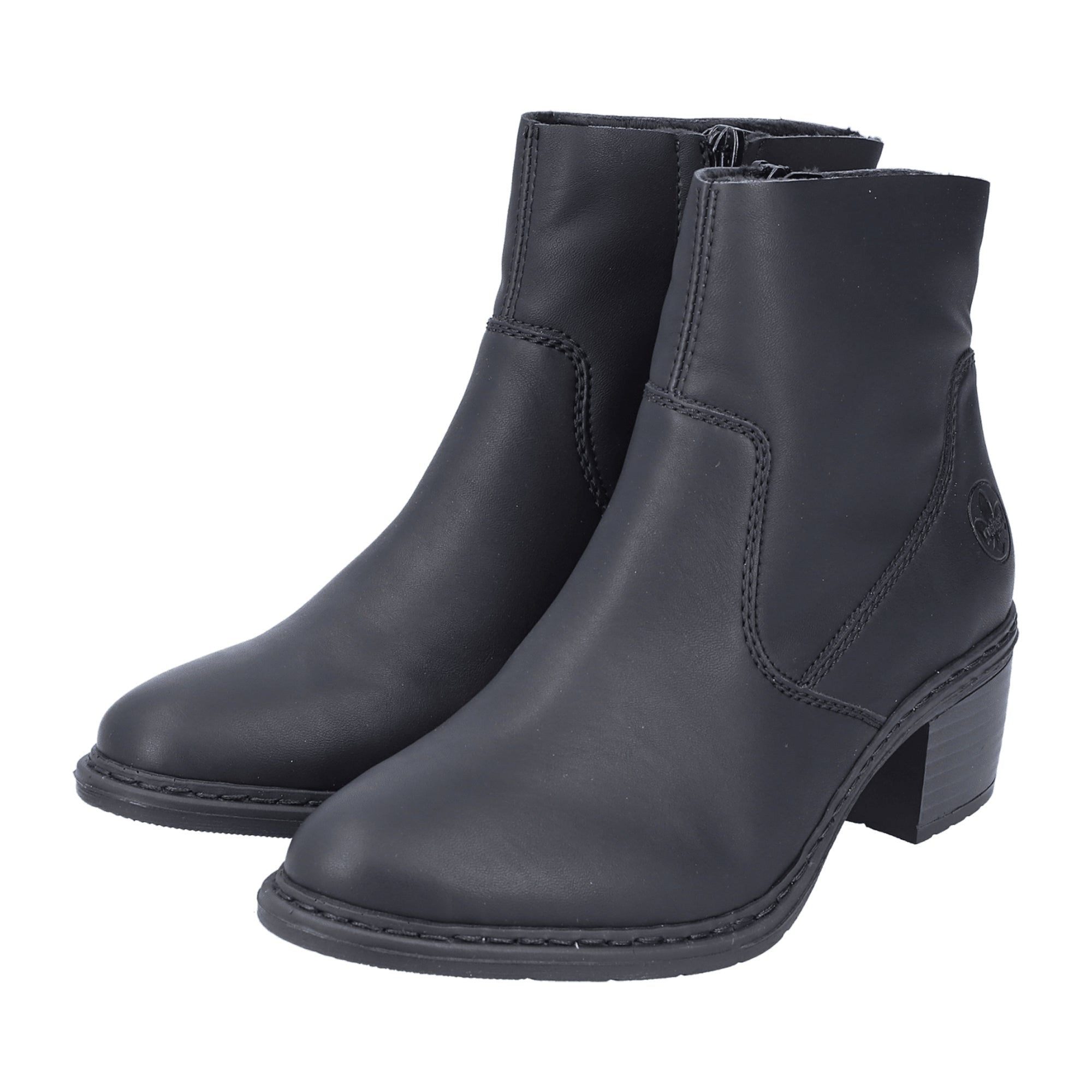 Rieker Black Women's Shoes Faux Leather Comfortable Casual Fall Winter