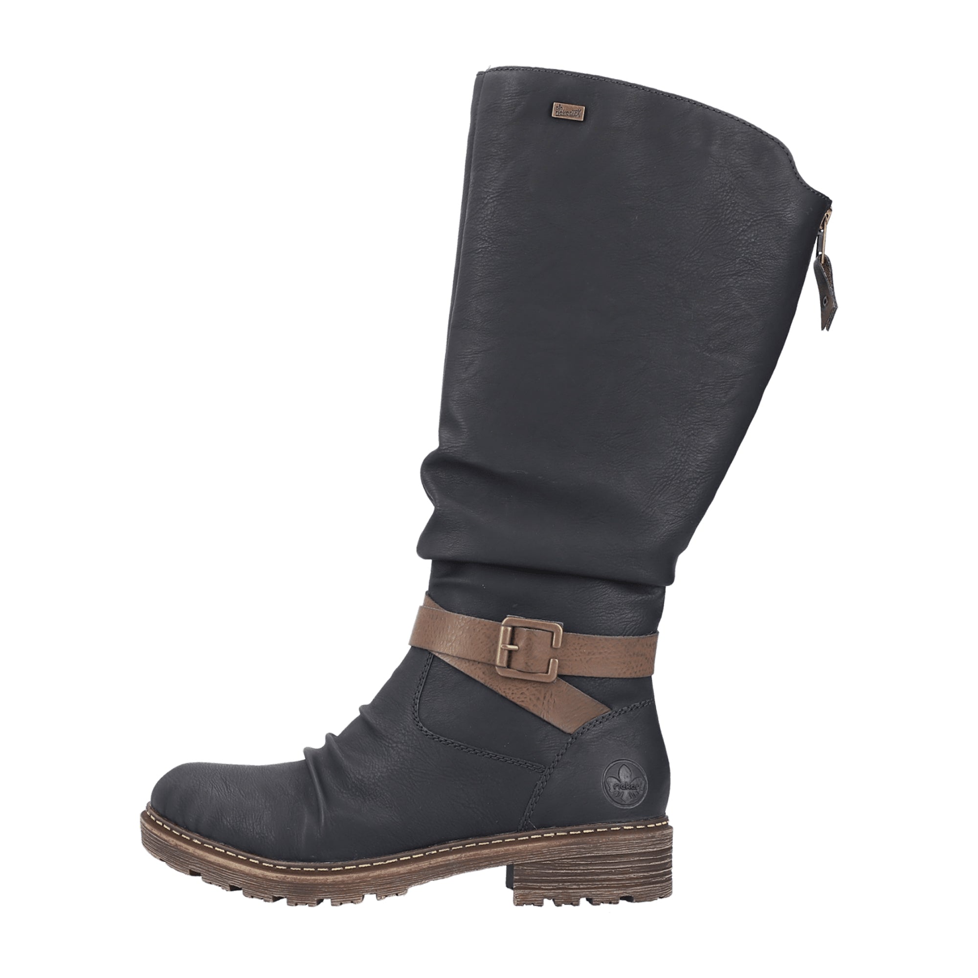 Rieker Women's Black Boots Z4792-00 Faux Leather Winter Shoes