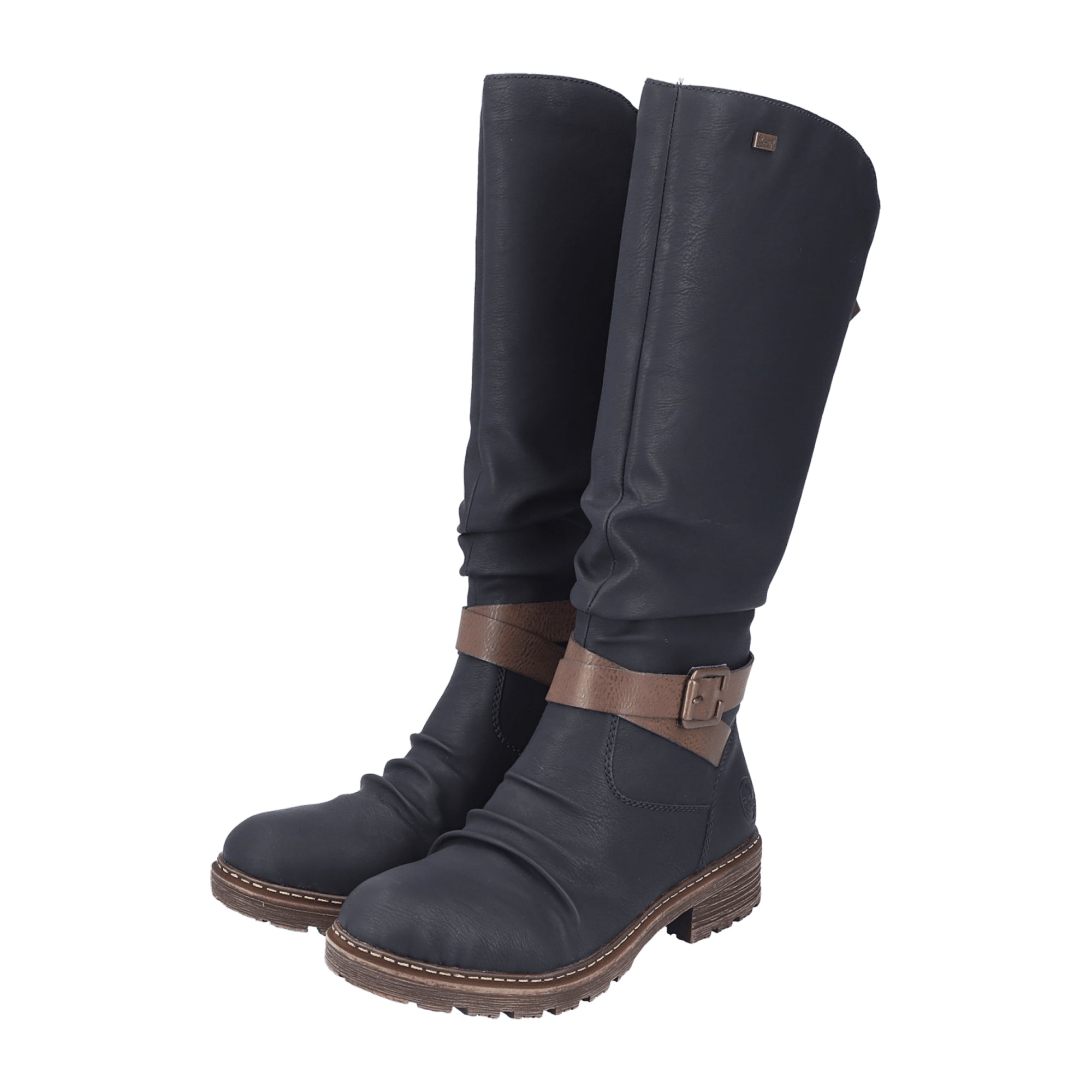 Rieker Women's Black Boots Z4792-00 Faux Leather Winter Shoes