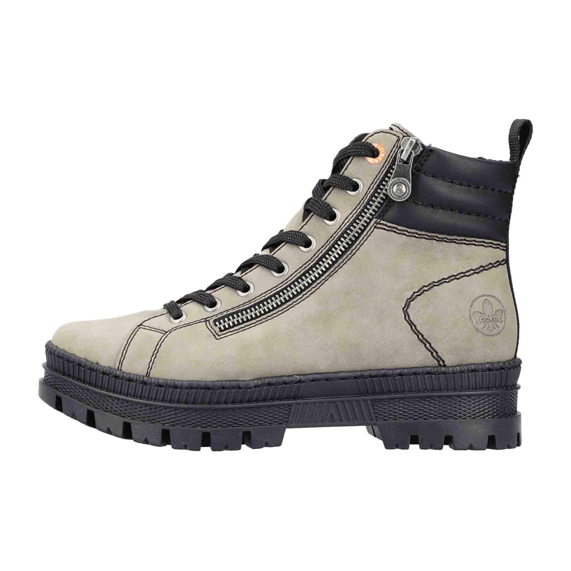 Rieker Women's Grey Boots with Warm Lining and Flexible Sole