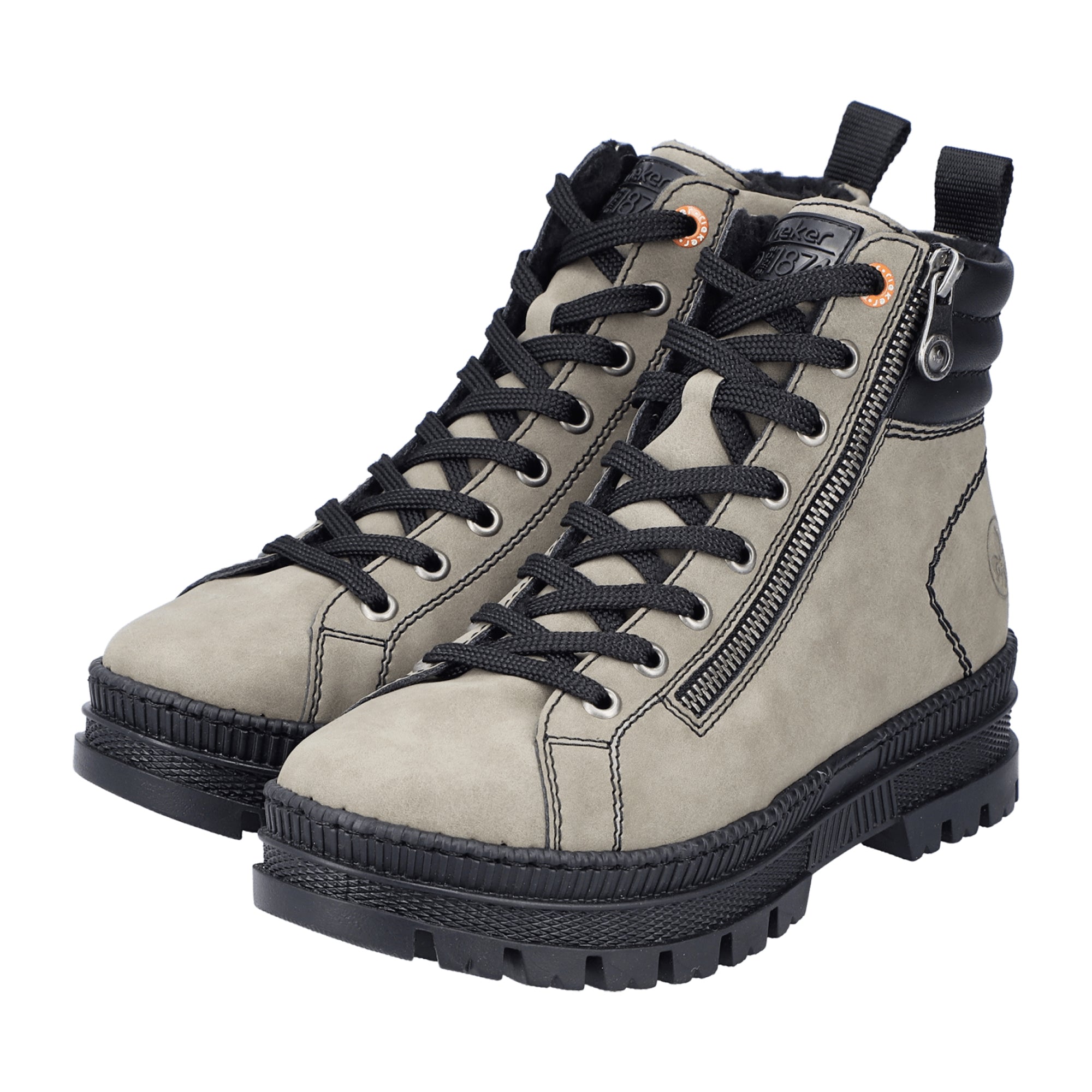 Rieker Women's Grey Boots with Warm Lining and Flexible Sole