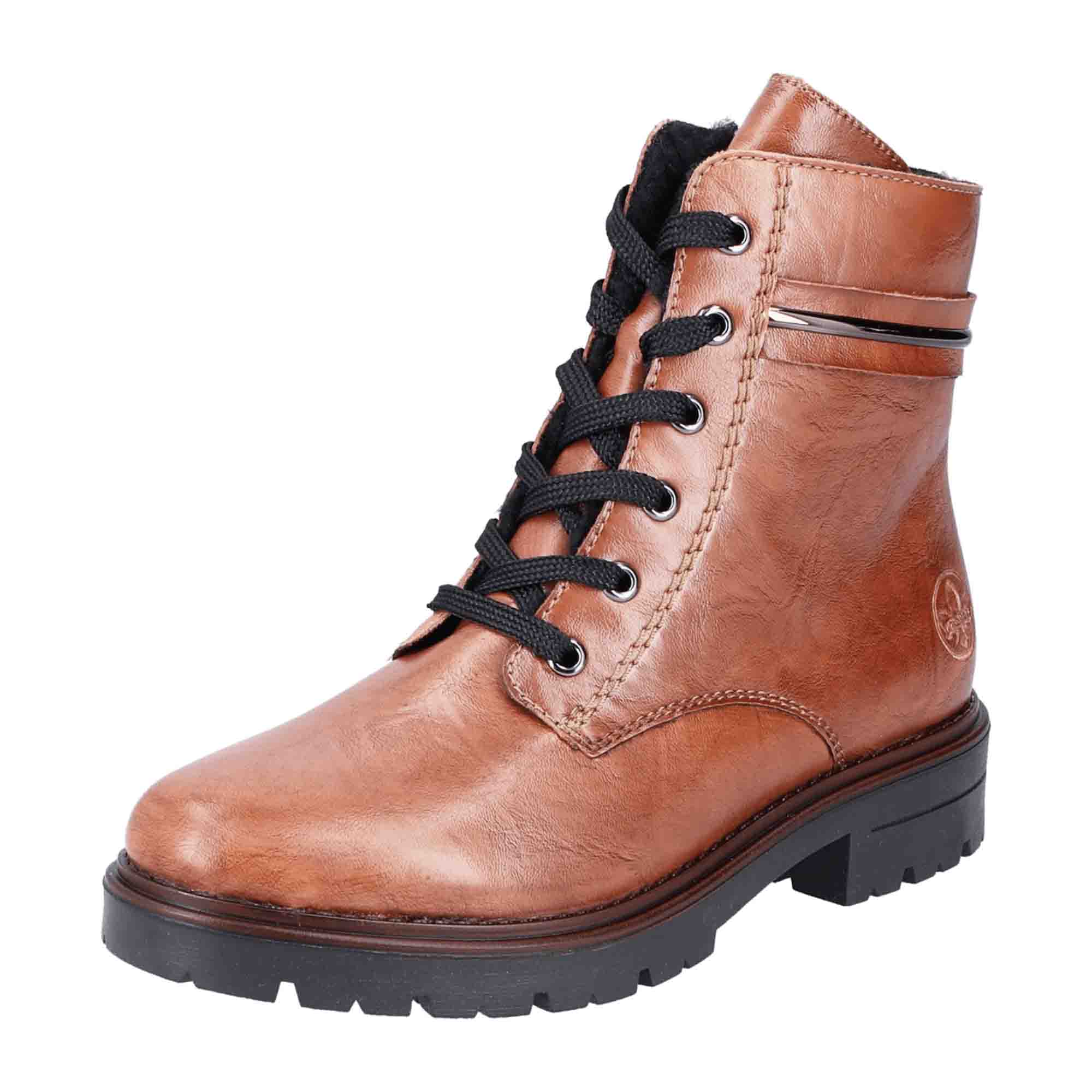 Rieker Women's Brown Boots Zipper Closure Round Toe for Fall Winter