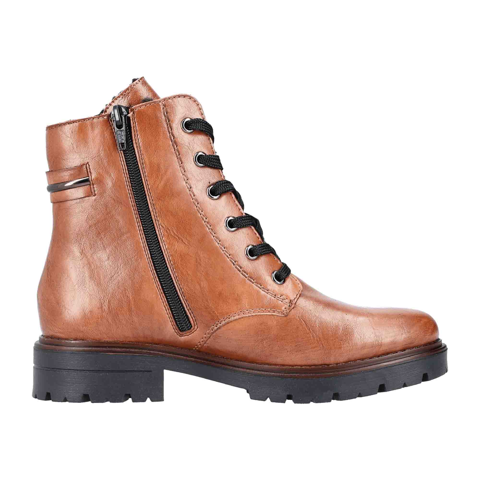 Rieker Women's Brown Boots Zipper Closure Round Toe for Fall Winter
