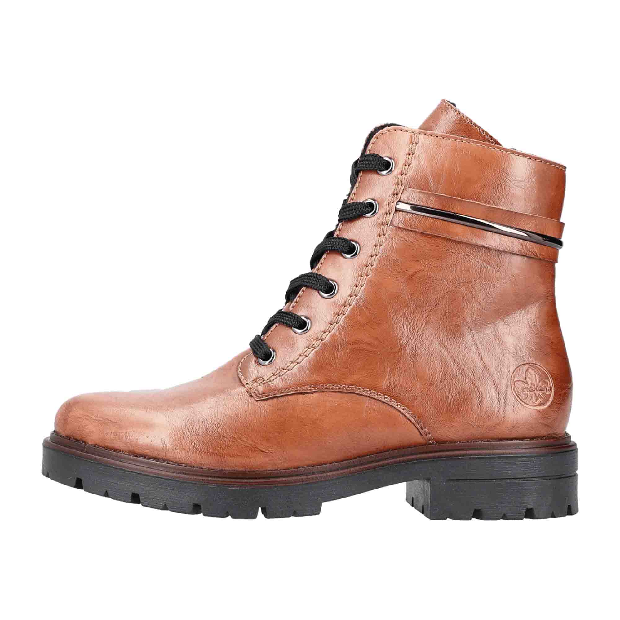 Rieker Women's Brown Boots Zipper Closure Round Toe for Fall Winter