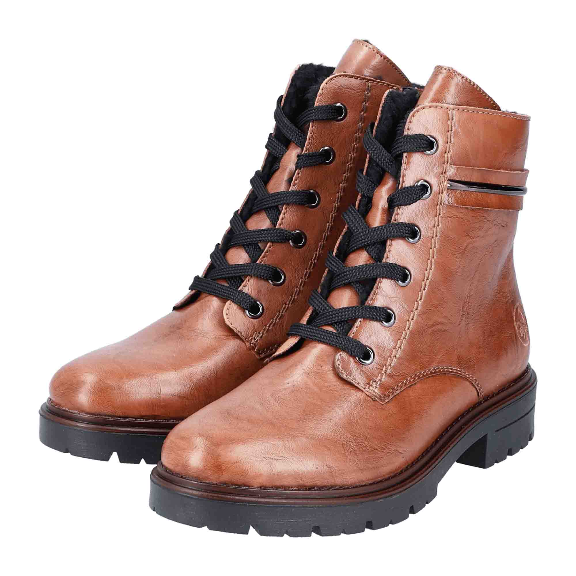 Rieker Women's Brown Boots Zipper Closure Round Toe for Fall Winter
