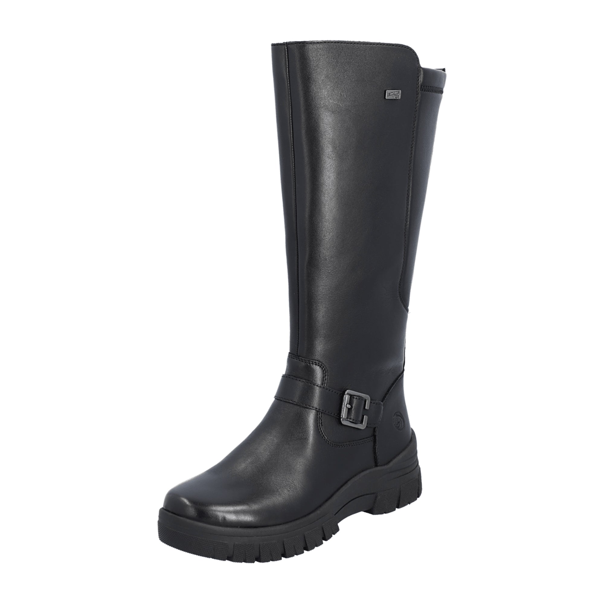 Remonte Women's Black Leather Boots with Warm Lining and Zipper Closure