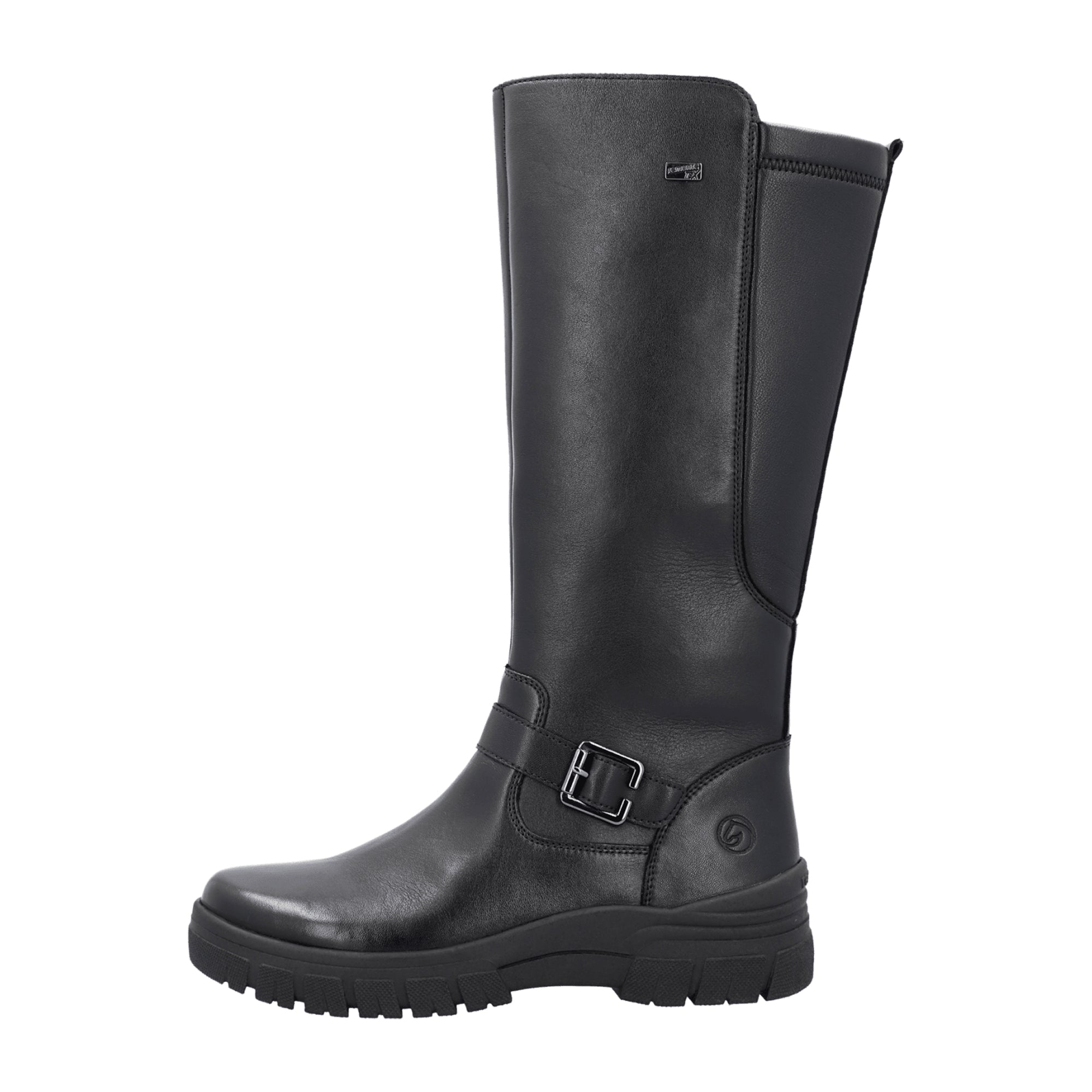 Remonte Women's Black Leather Boots with Warm Lining and Zipper Closure