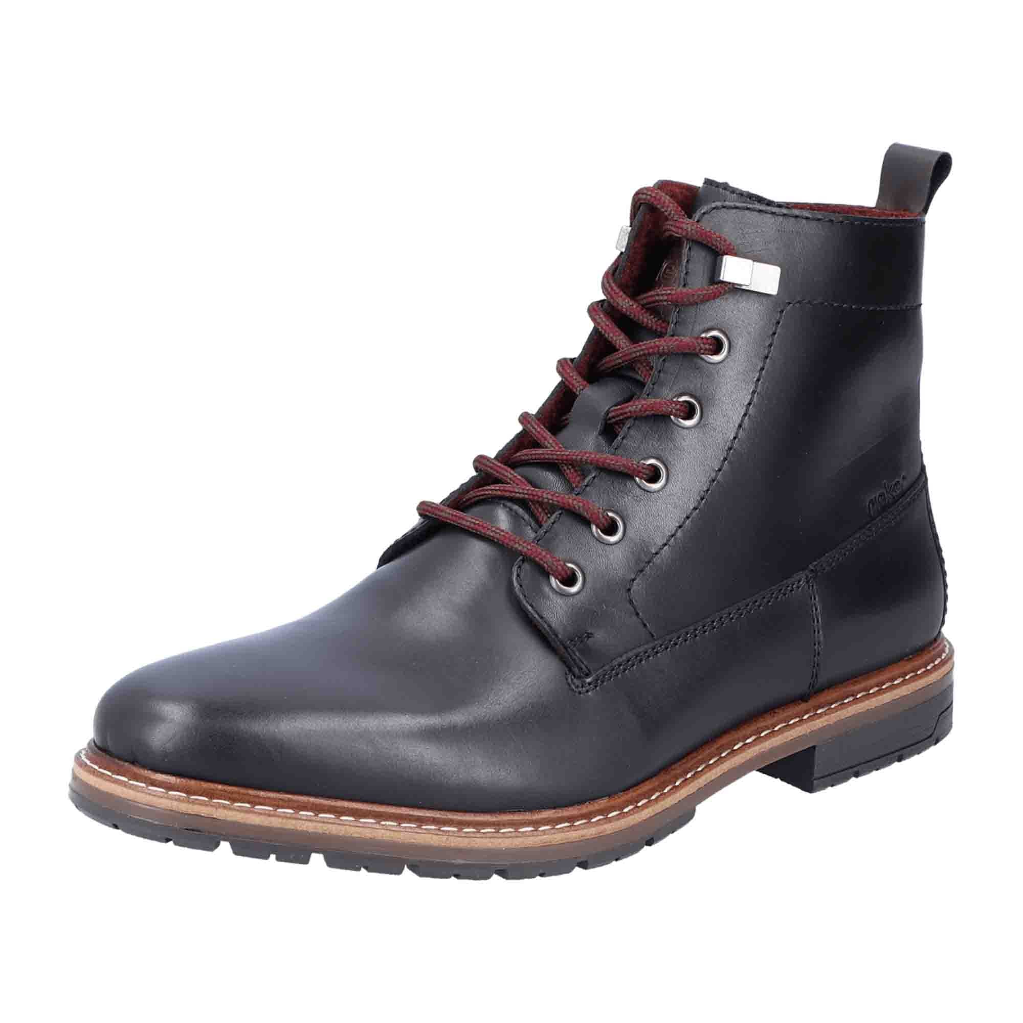 Rieker HWK Men's Black Leather Boots with Laces for Fall and Winter