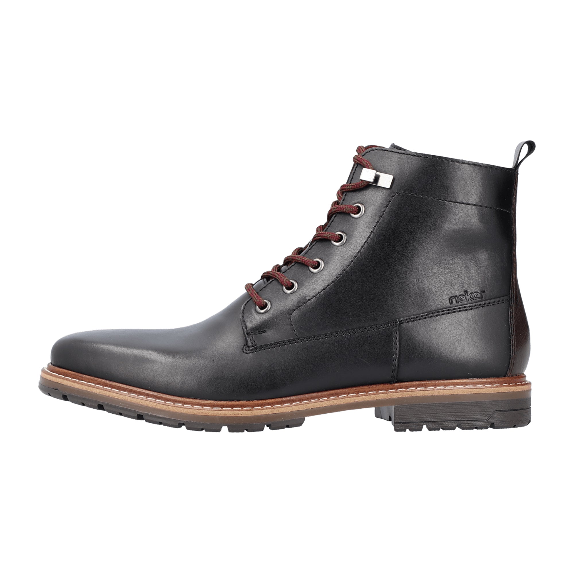 Rieker HWK Men's Black Leather Boots with Laces for Fall and Winter