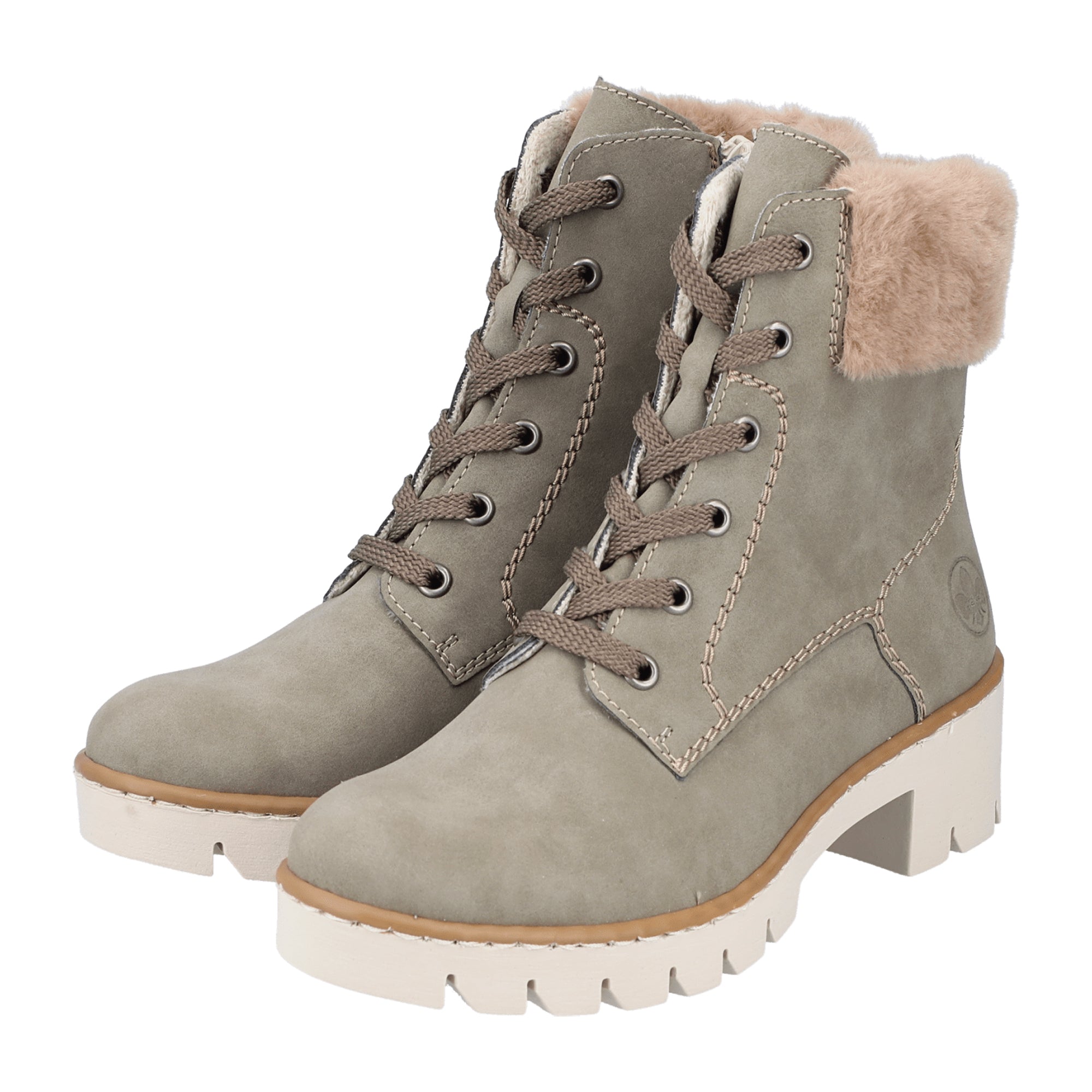 Rieker X5718-52 Women's Green Fall Winter Block Heel Lace-Up Shoes