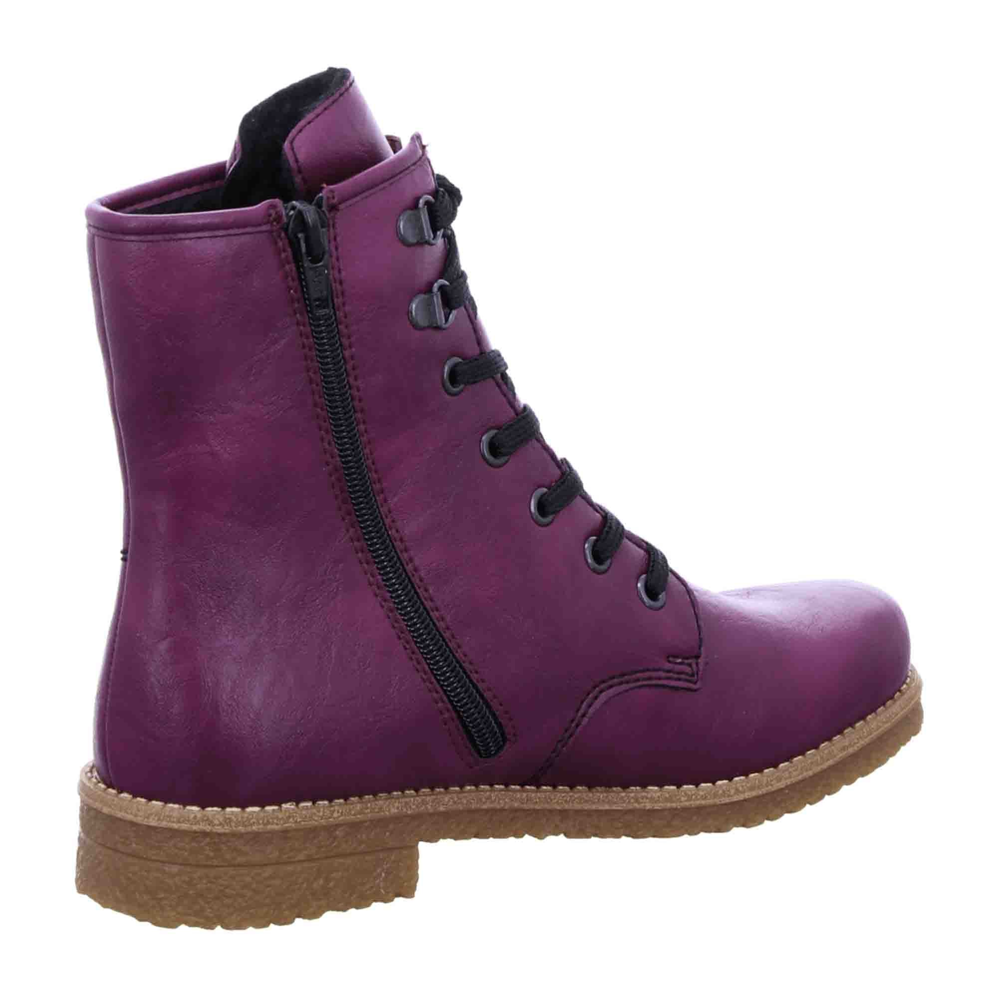 Rieker 73512-30 Women's Purple Boots with Zipper and Laces for Fall/Winter