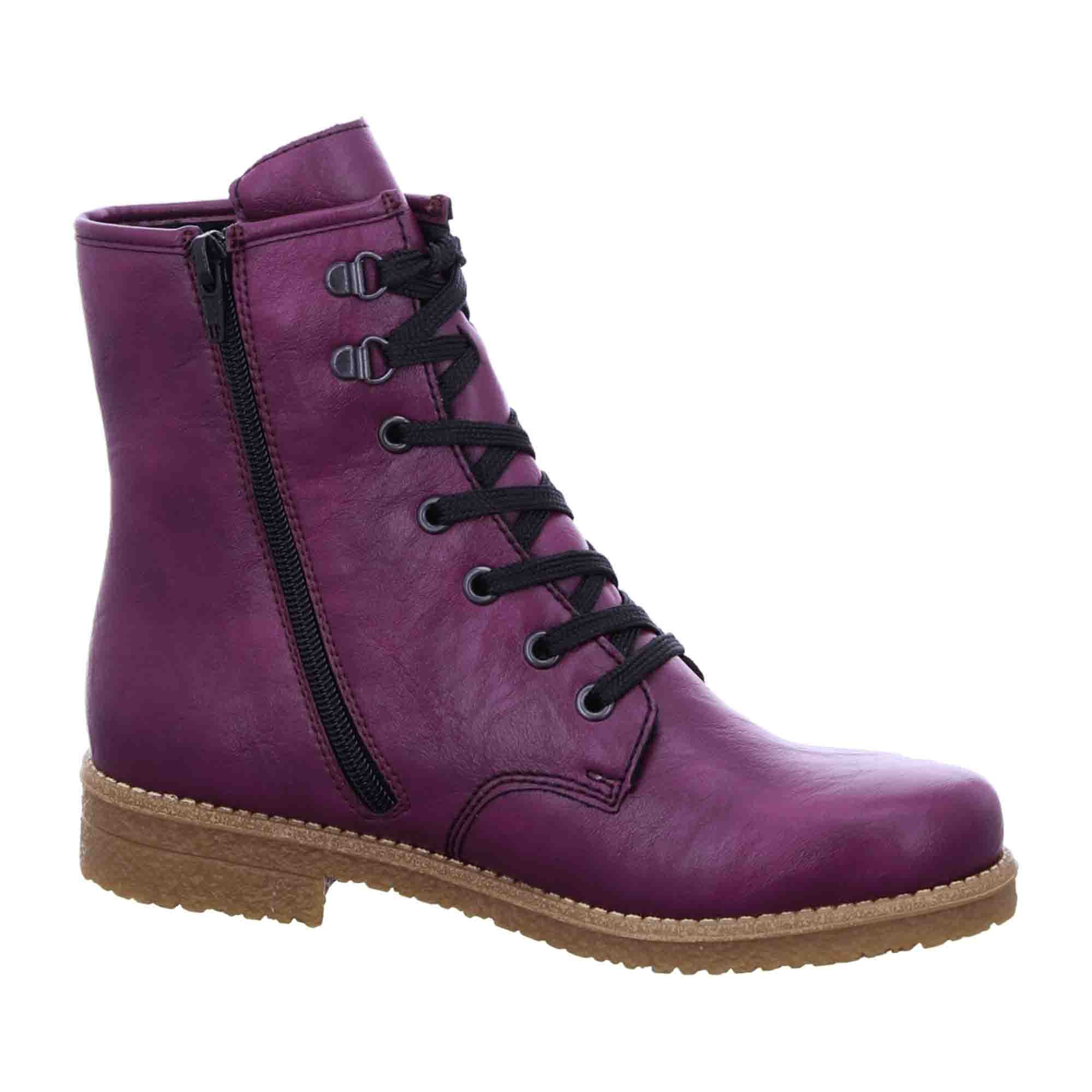 Rieker 73512-30 Women's Purple Boots with Zipper and Laces for Fall/Winter