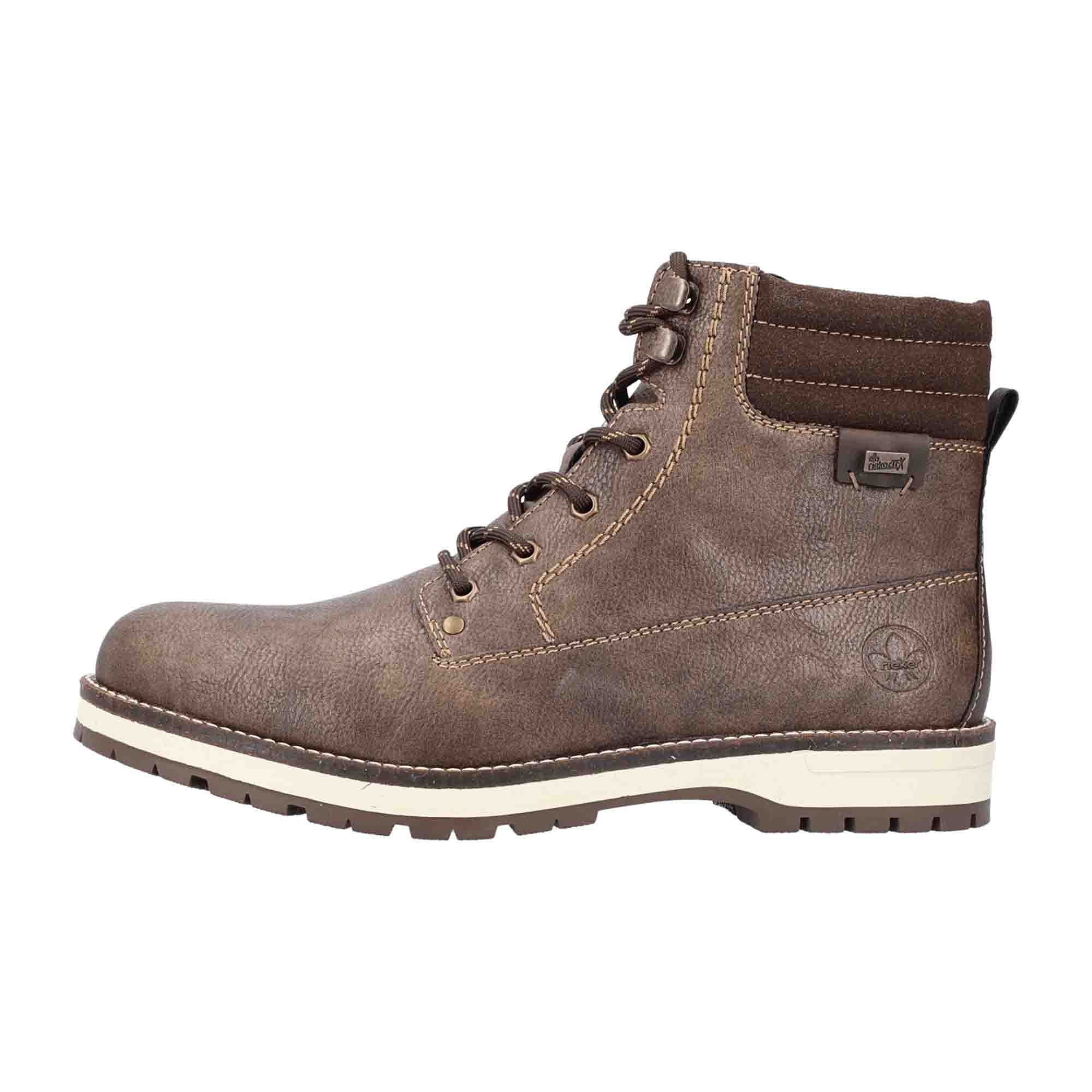 Rieker HWK Brown Men's Boots, Fall/Winter, Lace-Up, Synthetic Leather