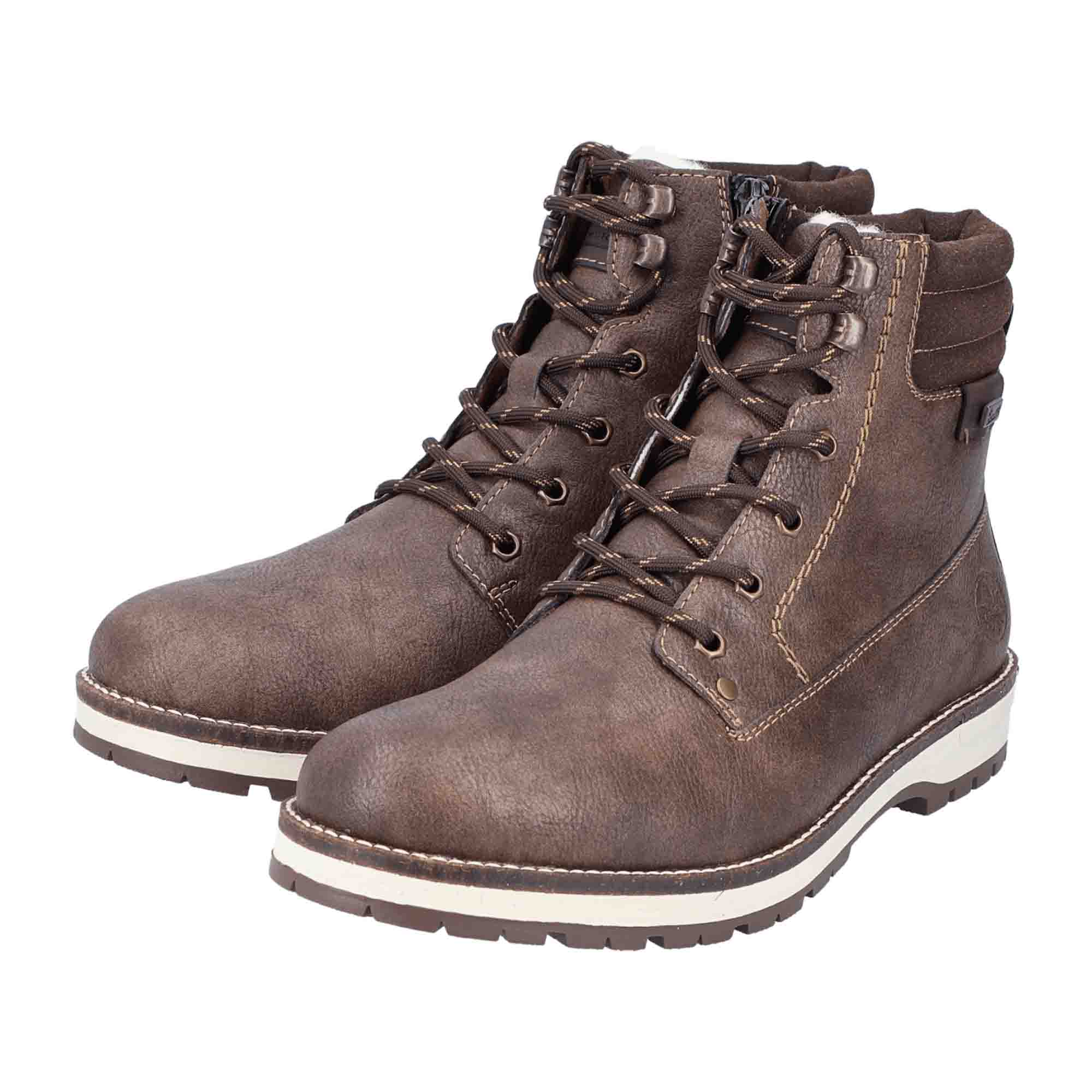 Rieker HWK Brown Men's Boots, Fall/Winter, Lace-Up, Synthetic Leather