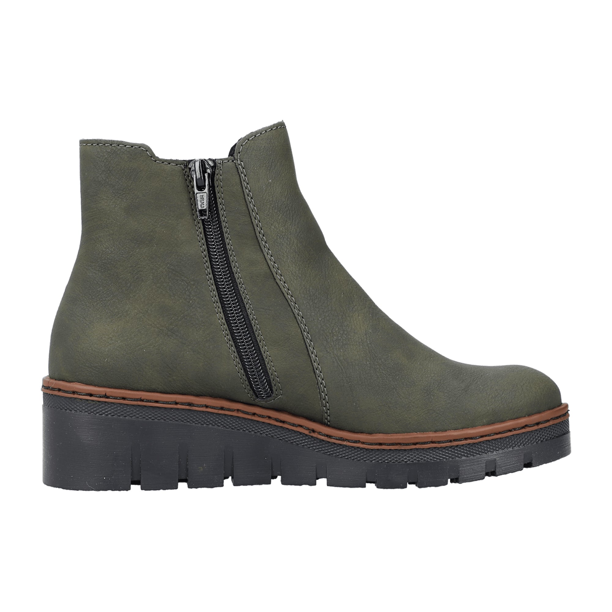 Rieker HWK Green Women's Boots with Wedge Heel and Warm Lining