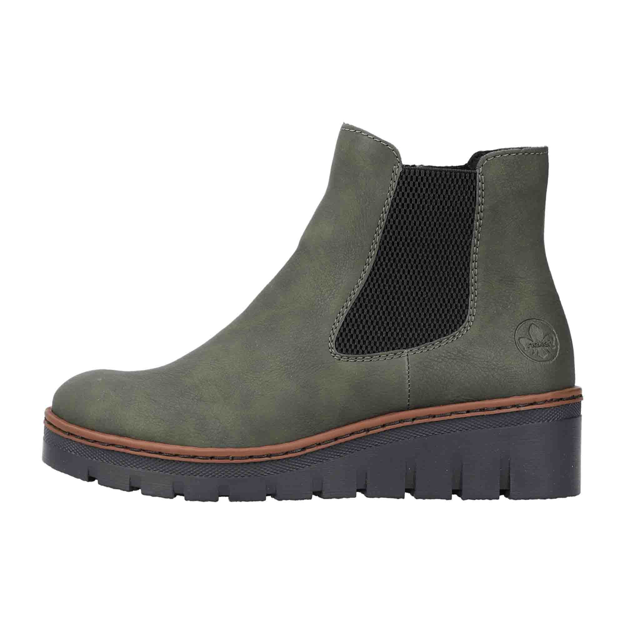 Rieker HWK Green Women's Boots with Wedge Heel and Warm Lining