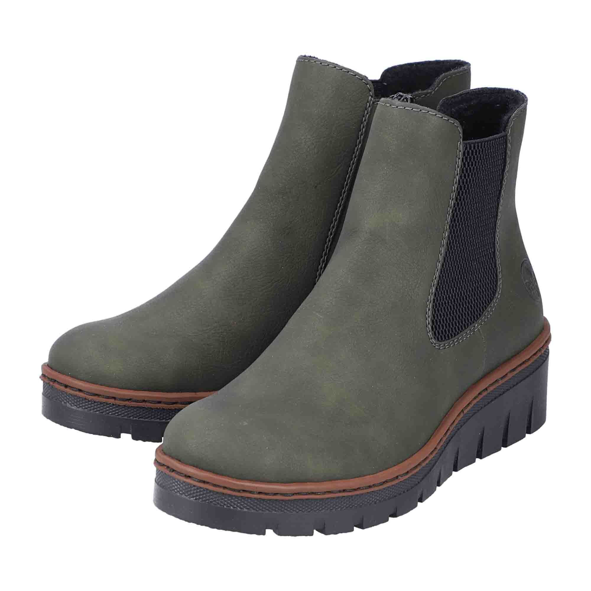 Rieker HWK Green Women's Boots with Wedge Heel and Warm Lining
