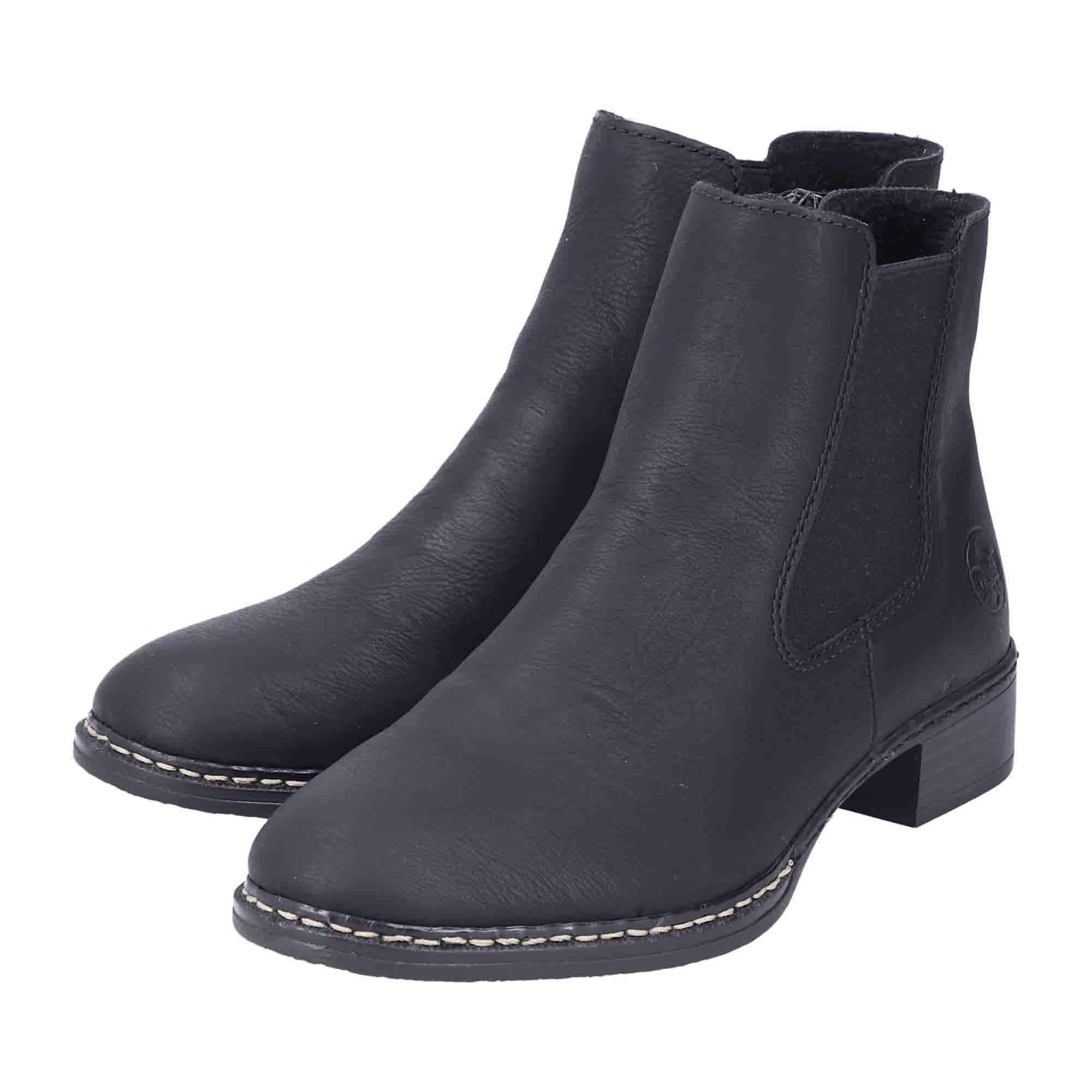 Rieker Women's Black Slip-On Boots Synthetic Leather Fall Winter Shoes