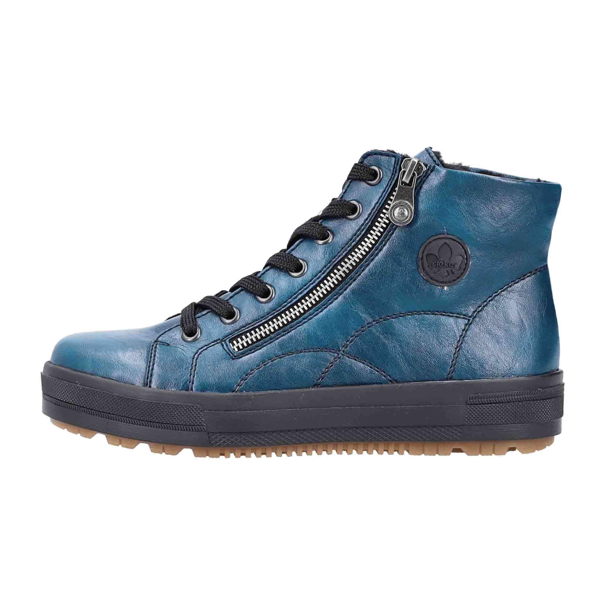 Rieker HWK Women's Blue Boots with Zipper for Fall/Winter