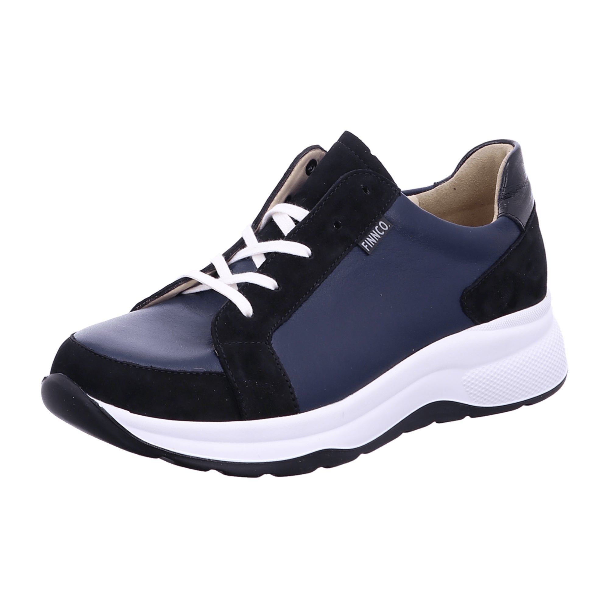 Finn Comfort Lafayette Women's Comfort Lace-Up Shoes - Blue/Black Nubuck Leather with Removable Insole