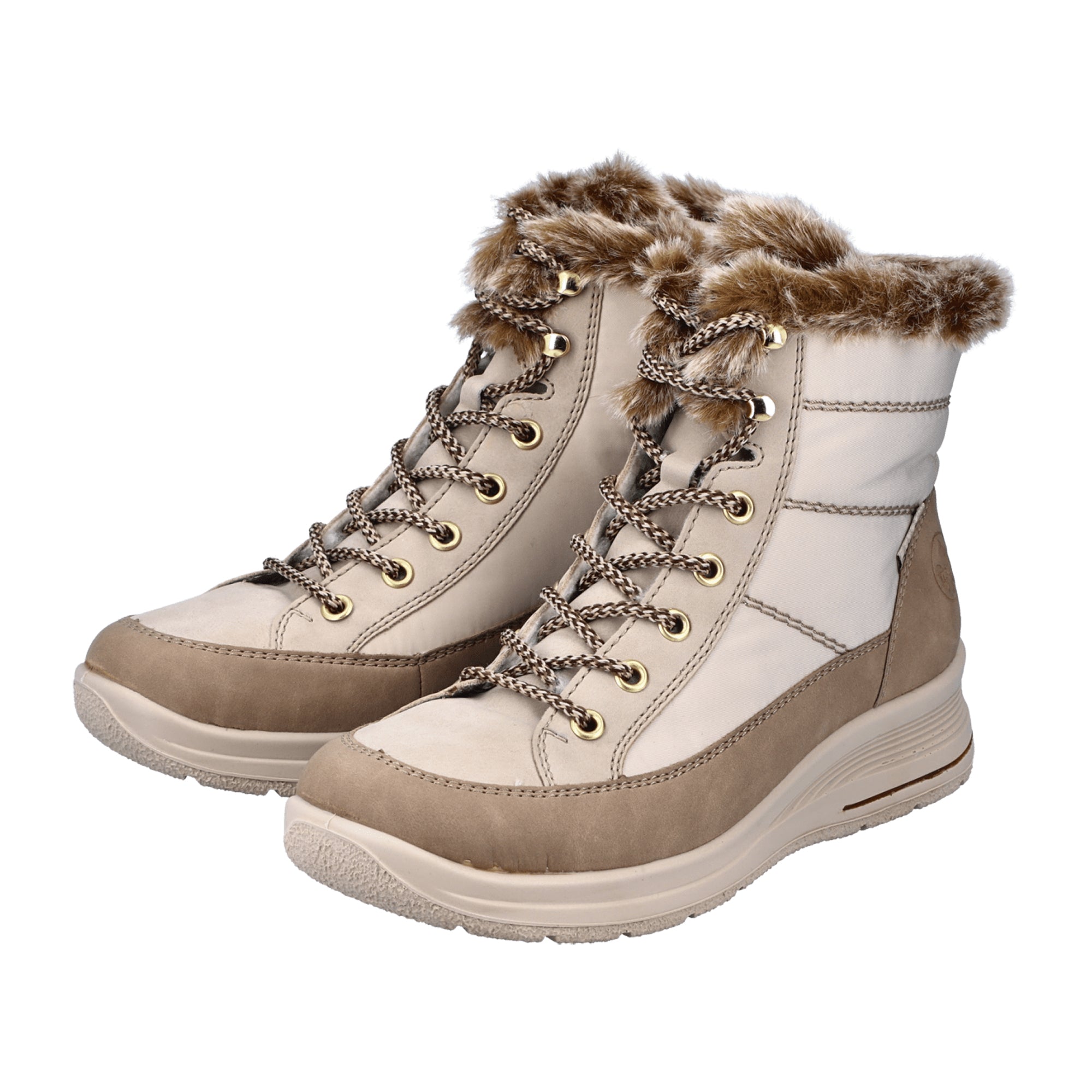 Rieker HWK Beige Women's Boots, Warm Lined, Faux Leather, Fall/Winter