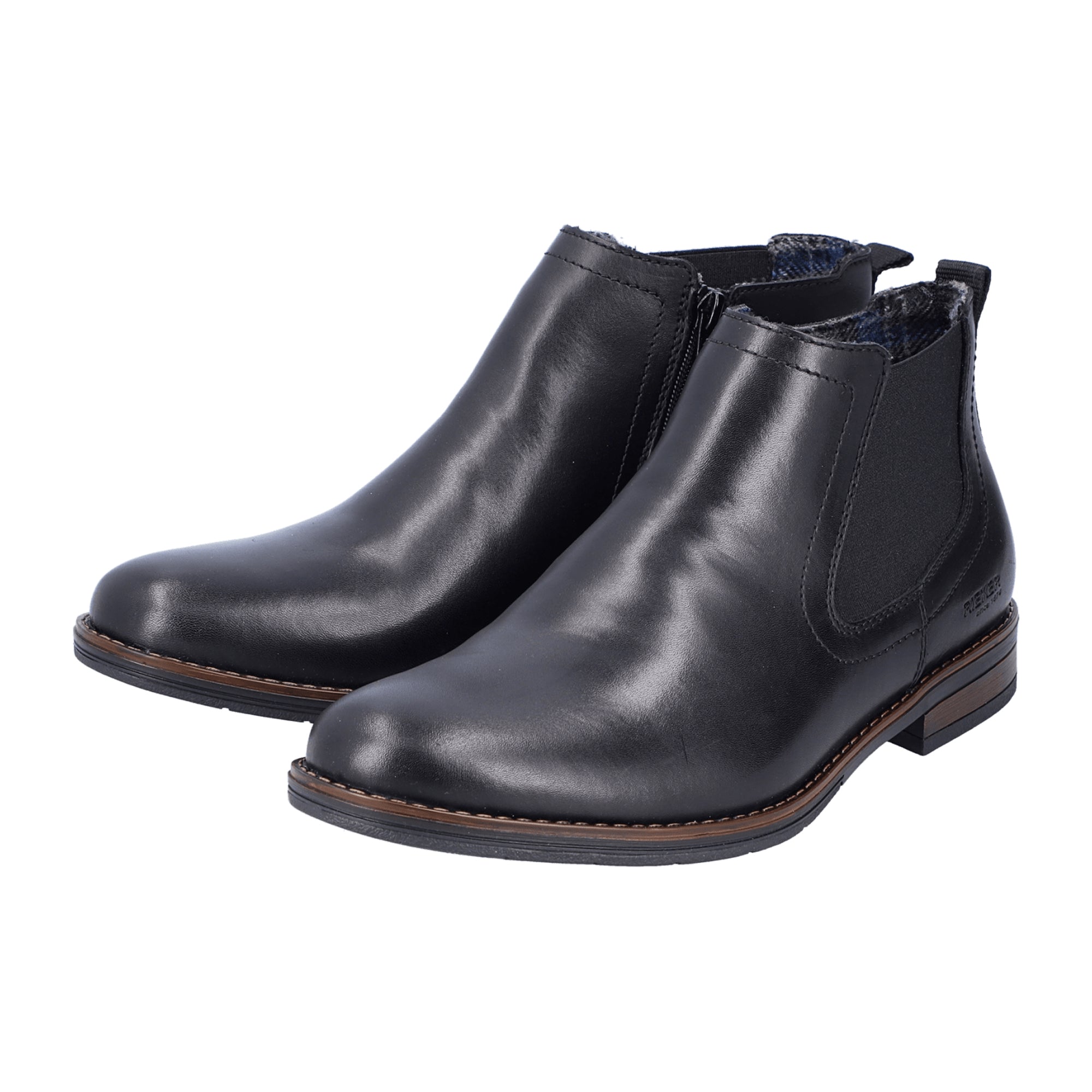 Rieker Men's Black Chelsea Boots Slip-On Genuine Leather Fall Winter