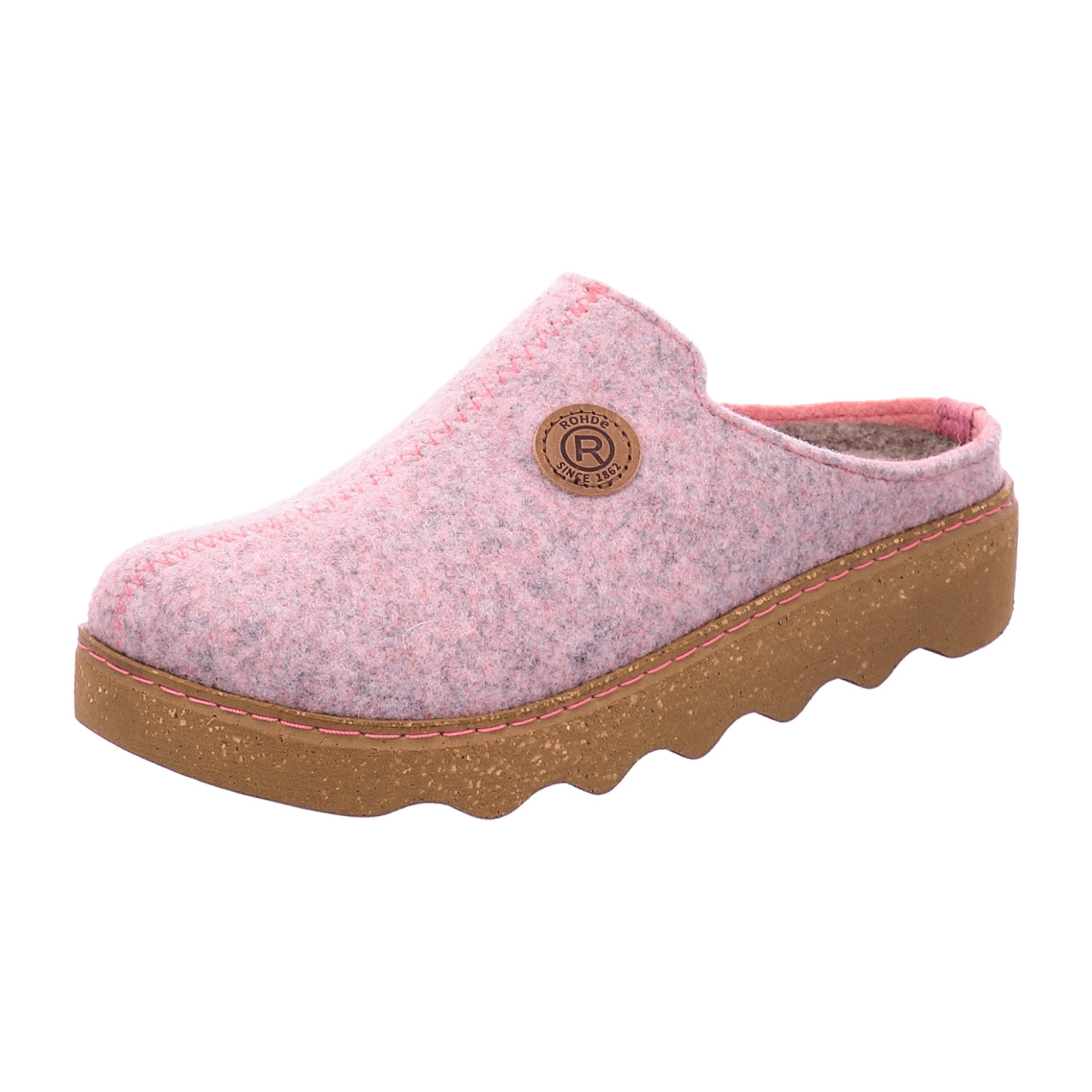 Rohde Women's Pink Felt Slip-On House Shoes with Round Toe