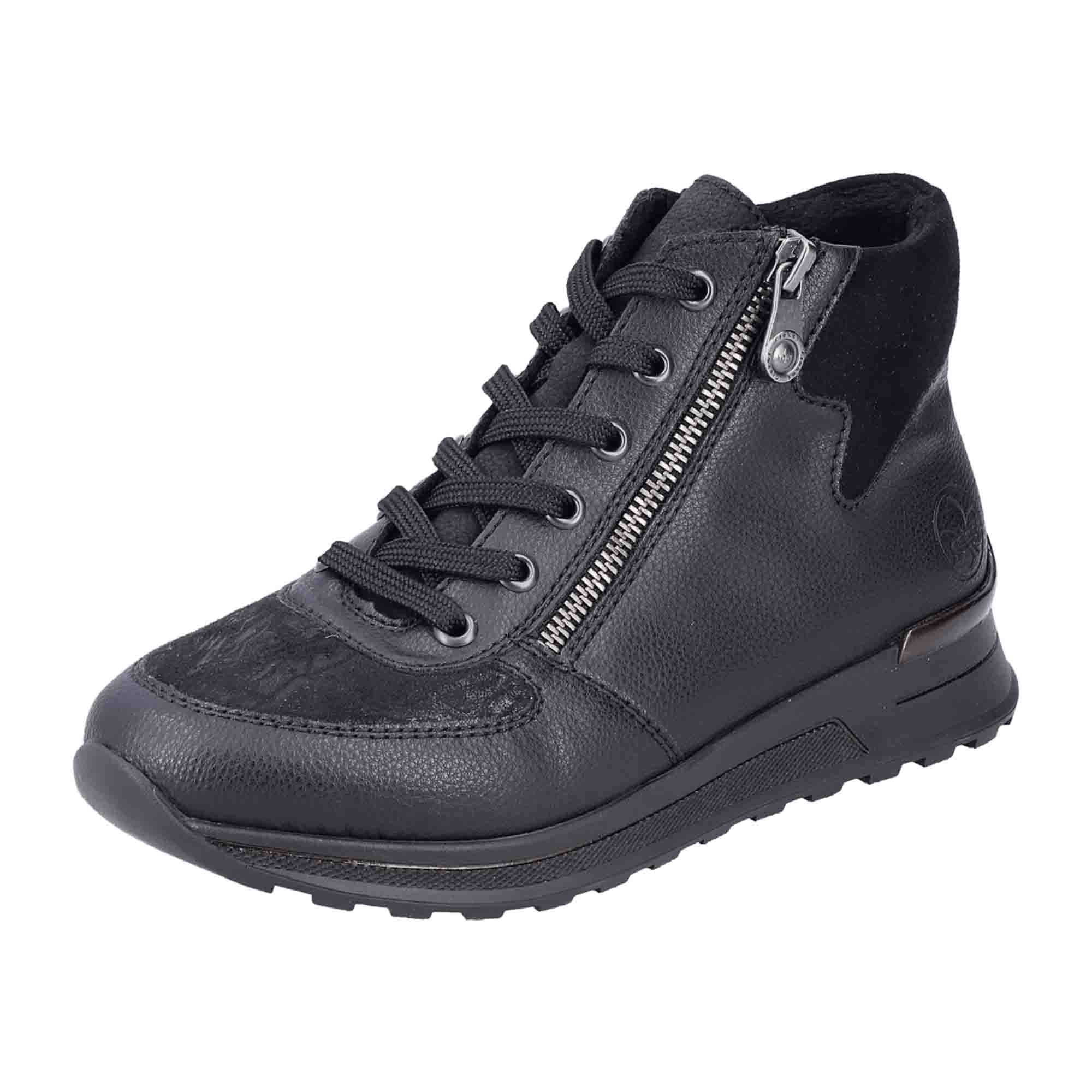 Rieker N1431-01 Women's Black Lace-Up Shoes for Fall Winter